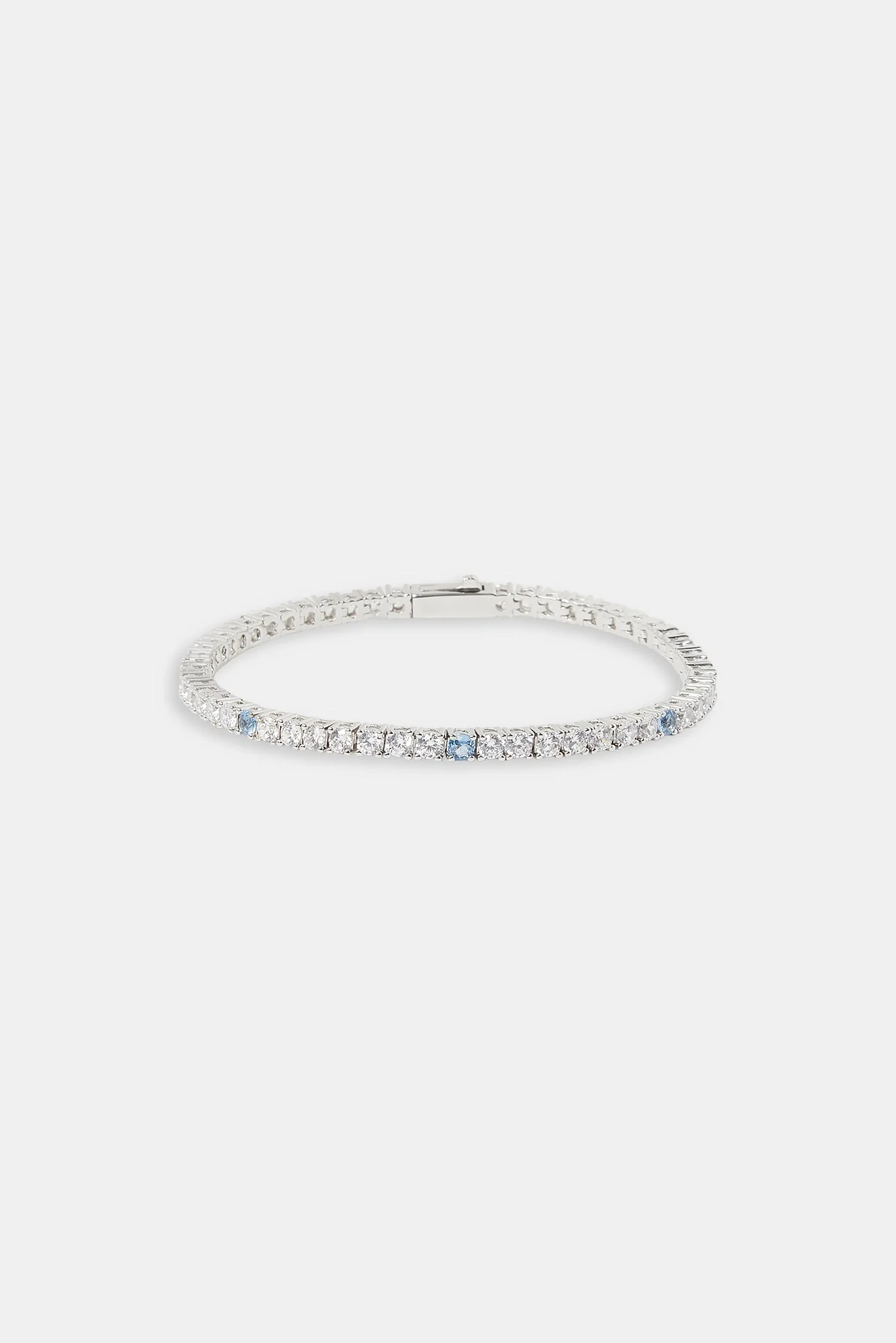 Light Blue & Clear Stone Tennis Bracelet - 3mm - Image 2