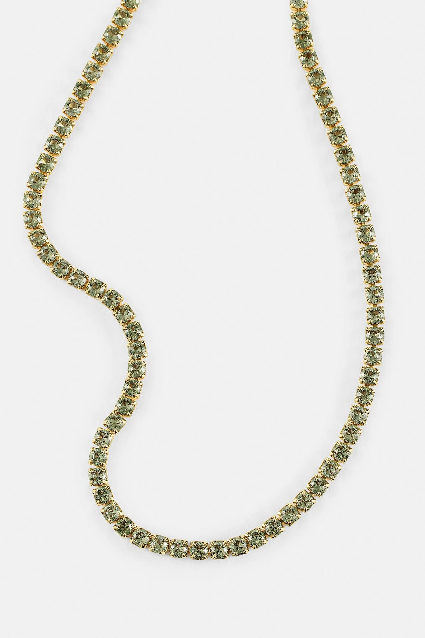 Light Green Micro Tennis Chain - 2.5mm - Gold - Image 2