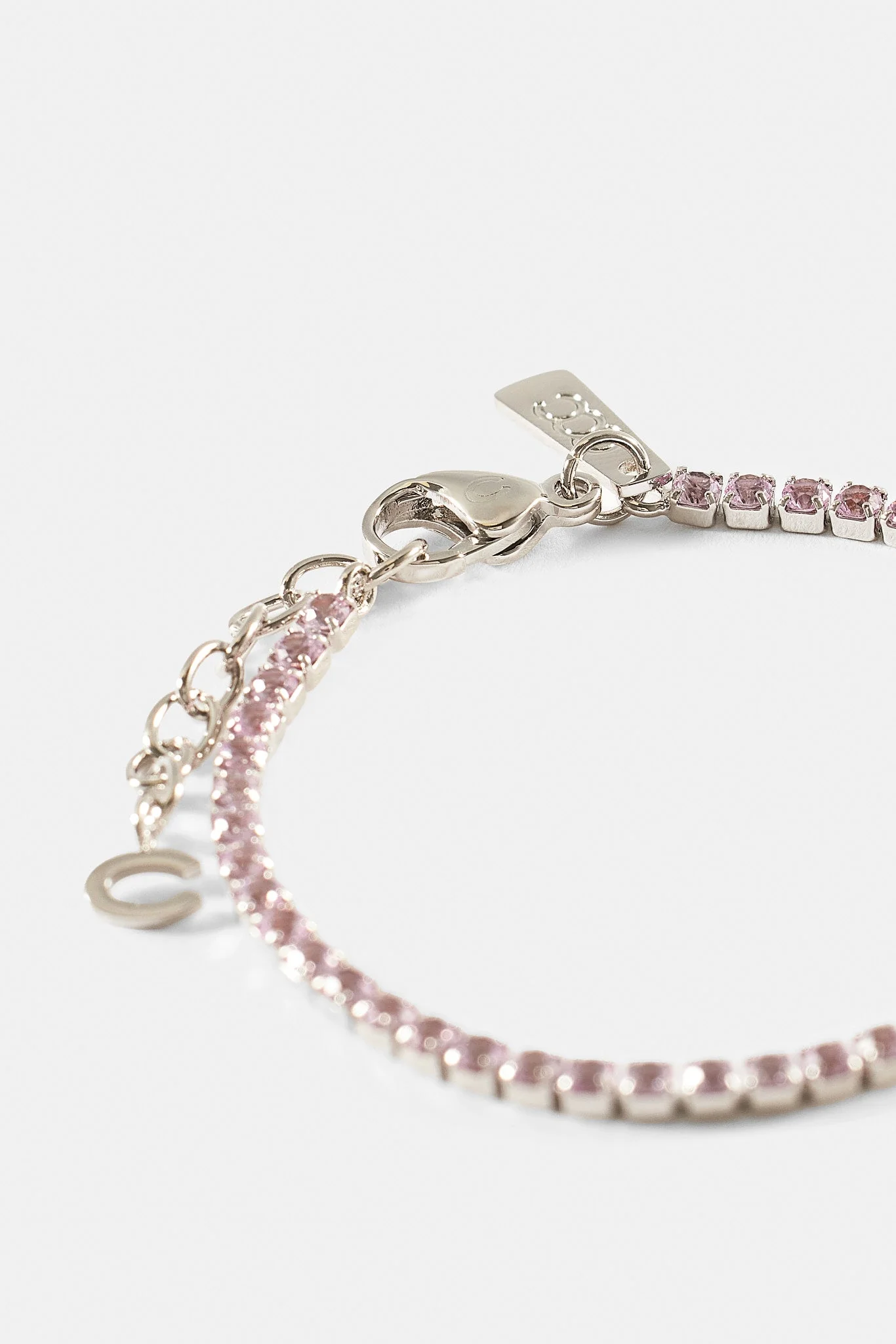 Light Pink Micro Tennis Bracelet - 2.5mm - Image 2