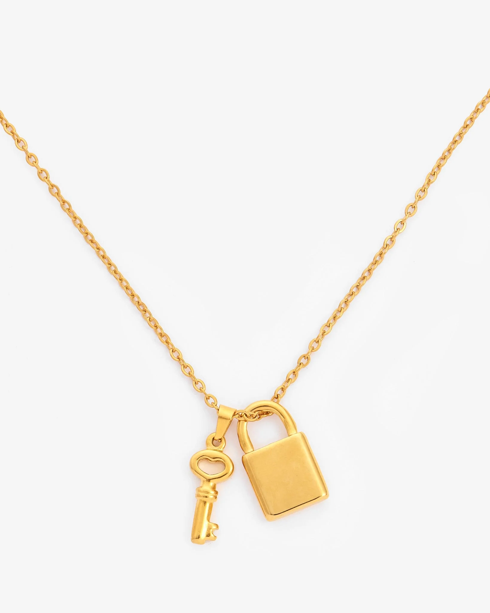 Lock And Key Necklace - Gold