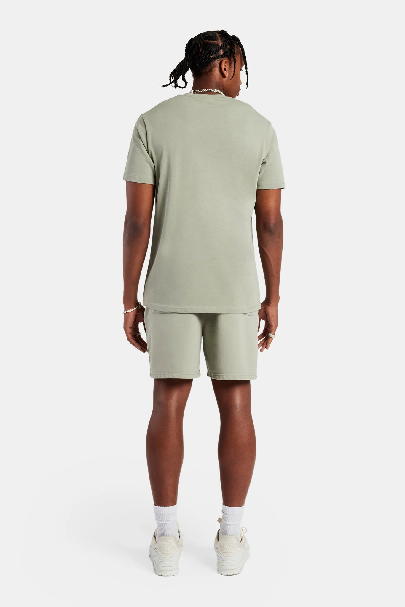 Logo Embroidered T-Shirt & Short Set - Sage - Image 7
