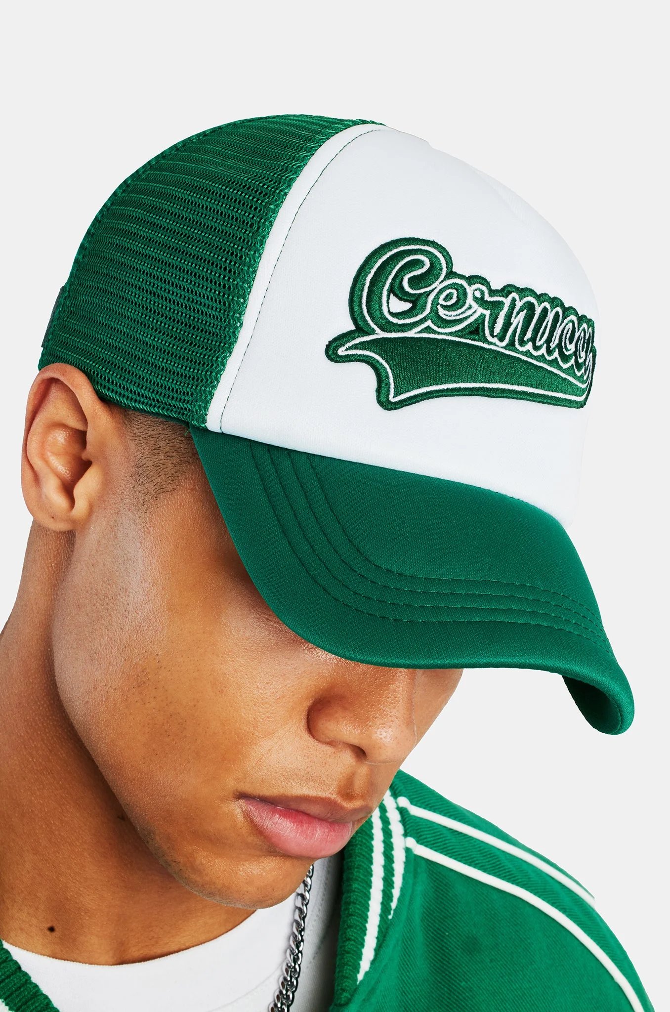 Logo Embroidered Trucker Hat - Green - Image 2