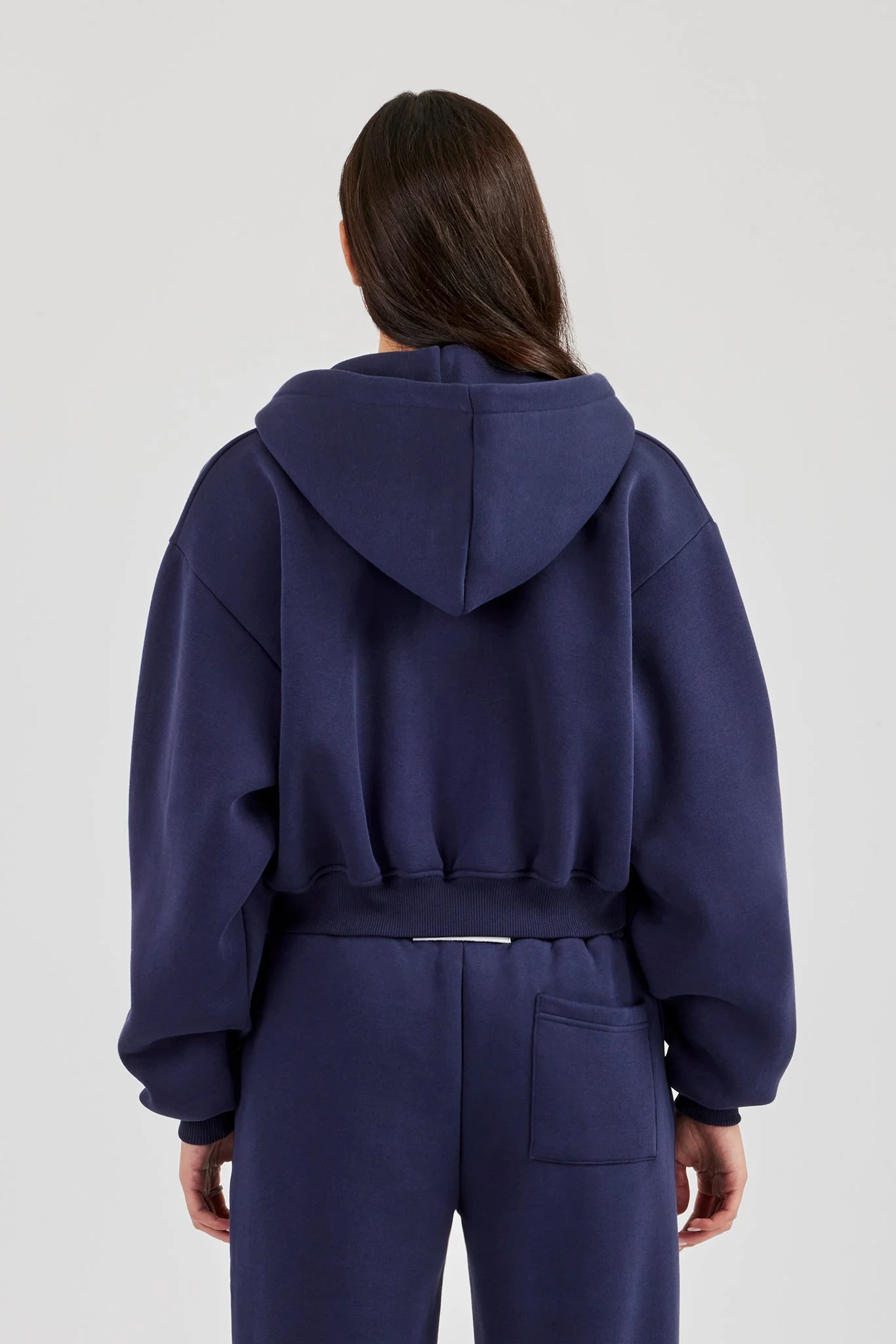 Logo Tab Boxy Zip Hoodie - Navy Blue - Image 4