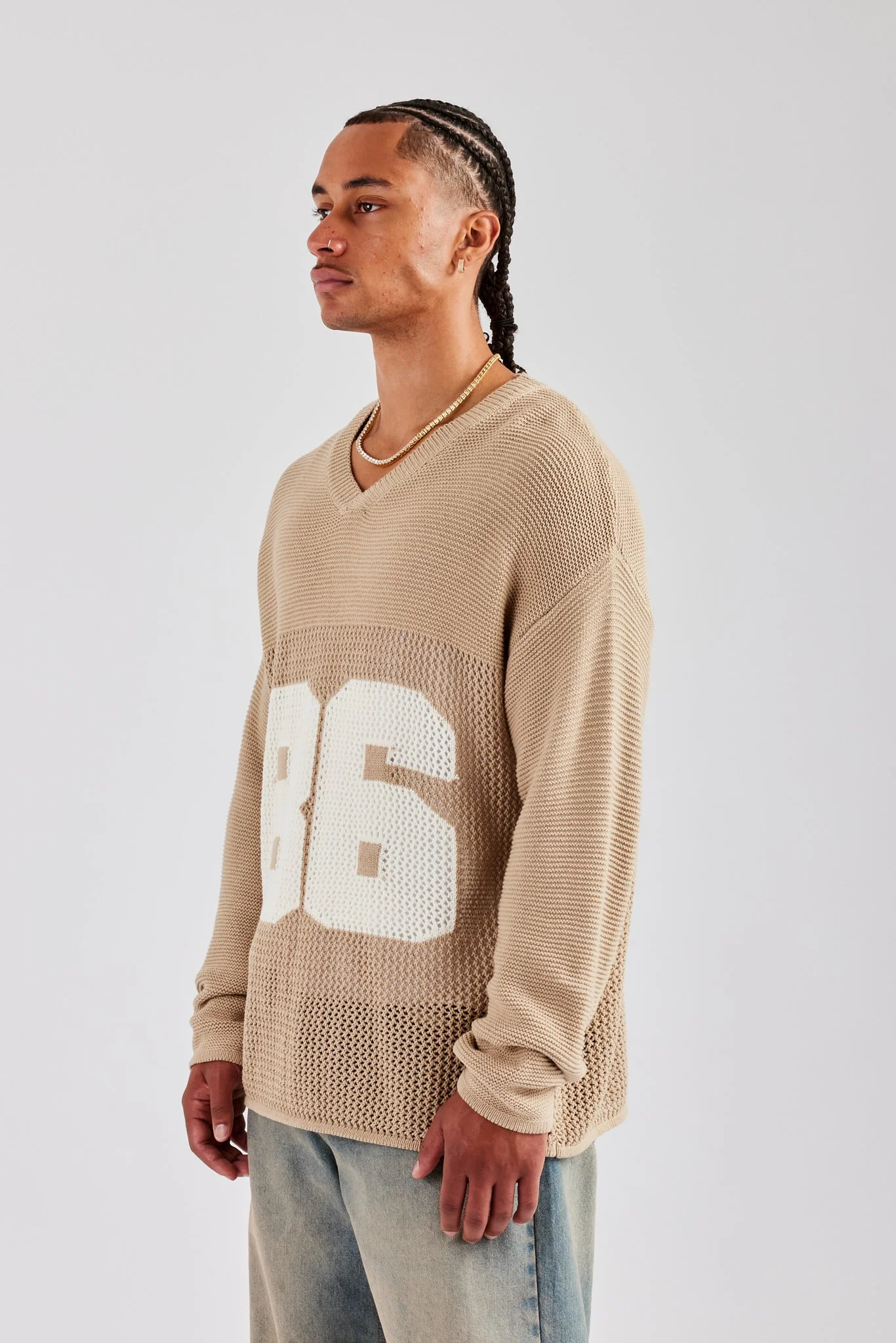 Long Sleeve 86 Knit Varsity - Taupe - Image 2