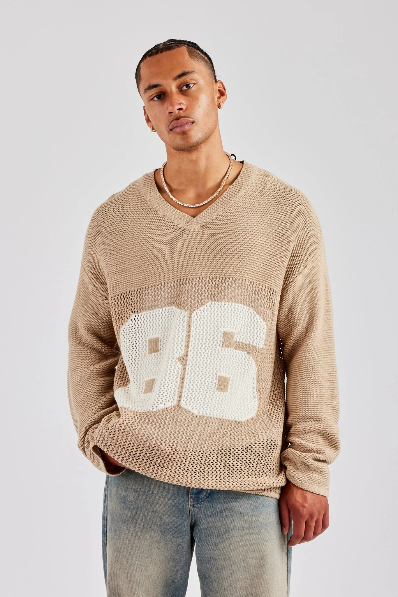 Long Sleeve 86 Knit Varsity - Taupe - Image 5