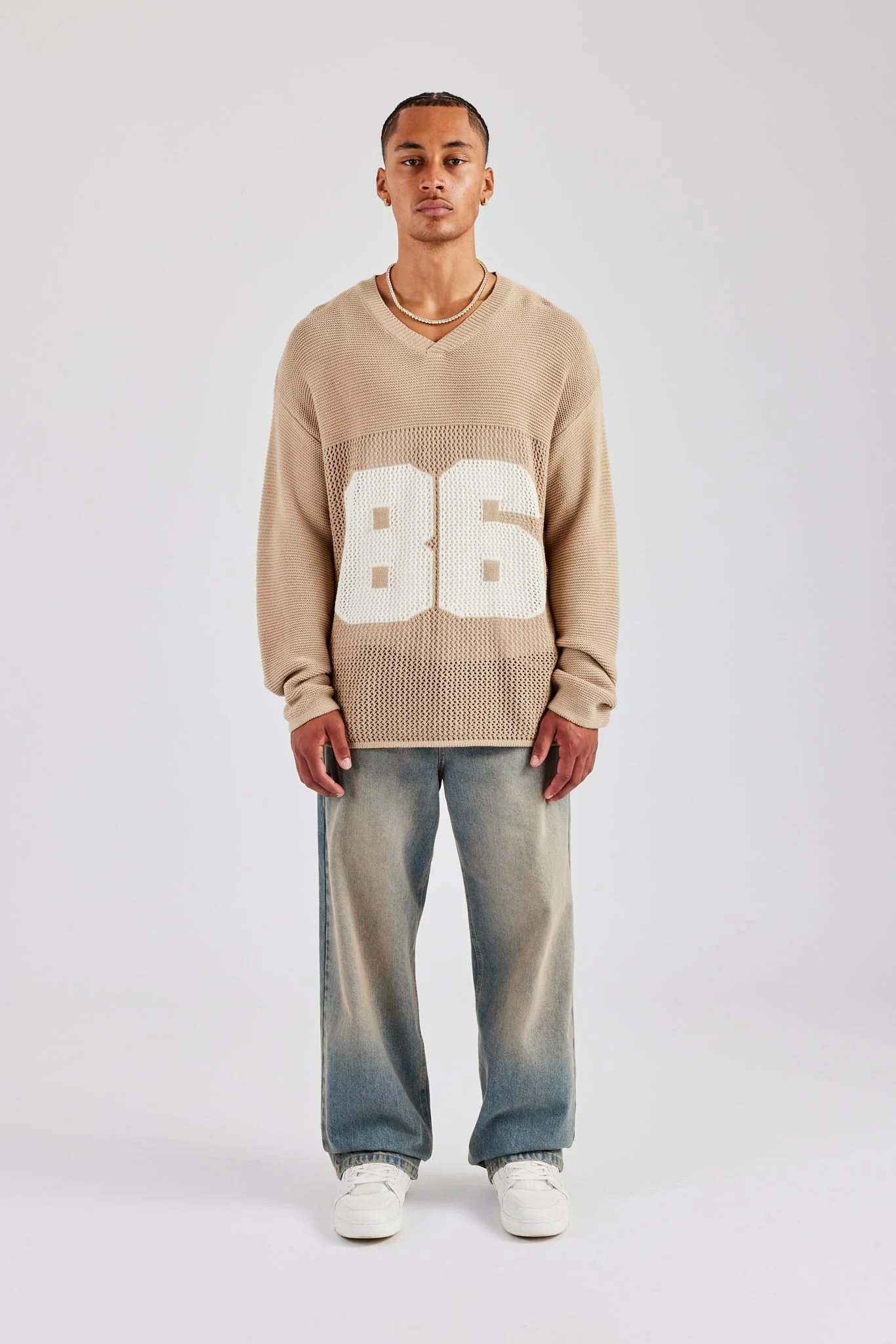Long Sleeve 86 Knit Varsity - Taupe - Image 6