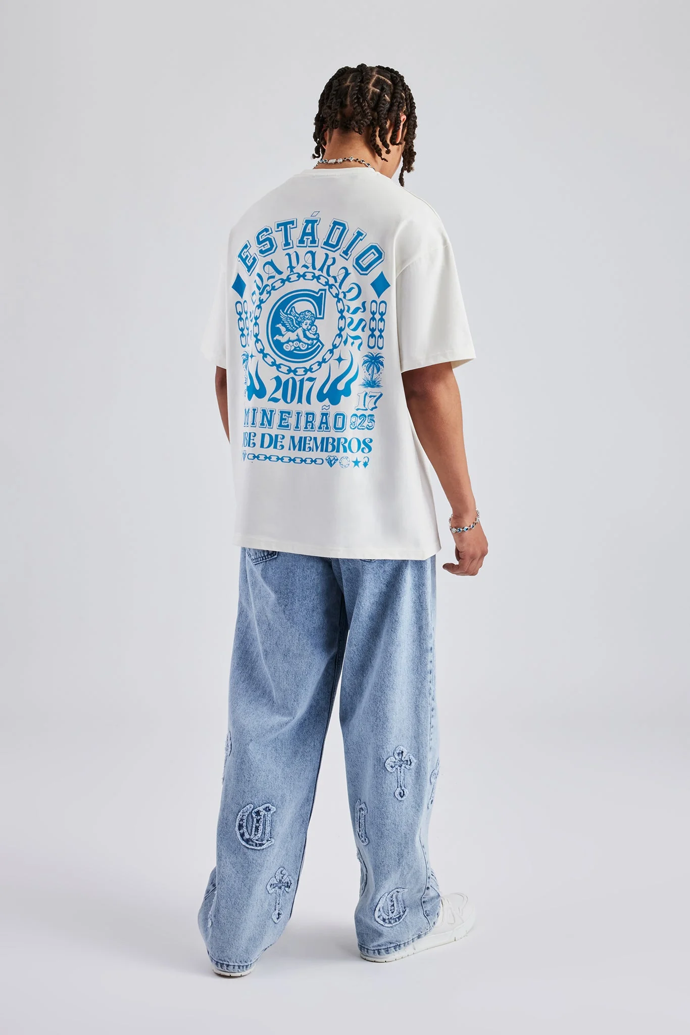Members Club Back Print Oversized T-Shirt - Off White - Image 4