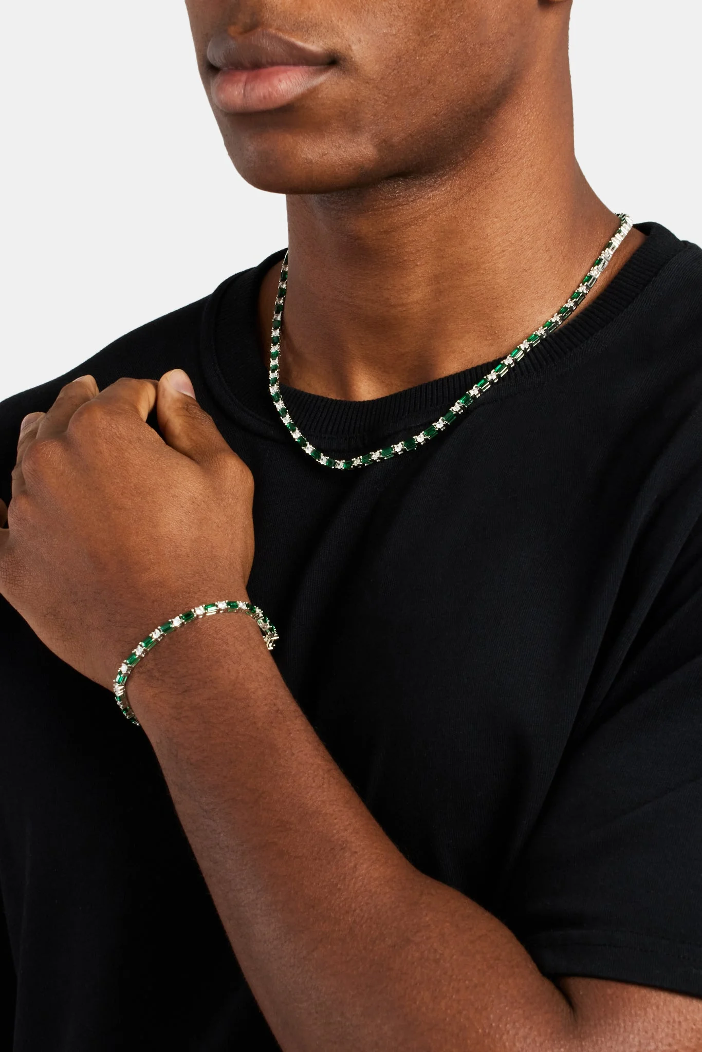 2mm Green And White Tennis Bracelet - Image 3
