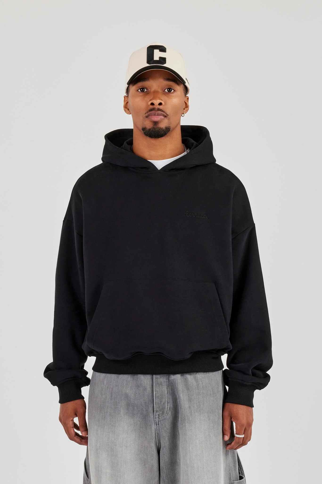 Mens Boxy Hoodie - Black - Image 3