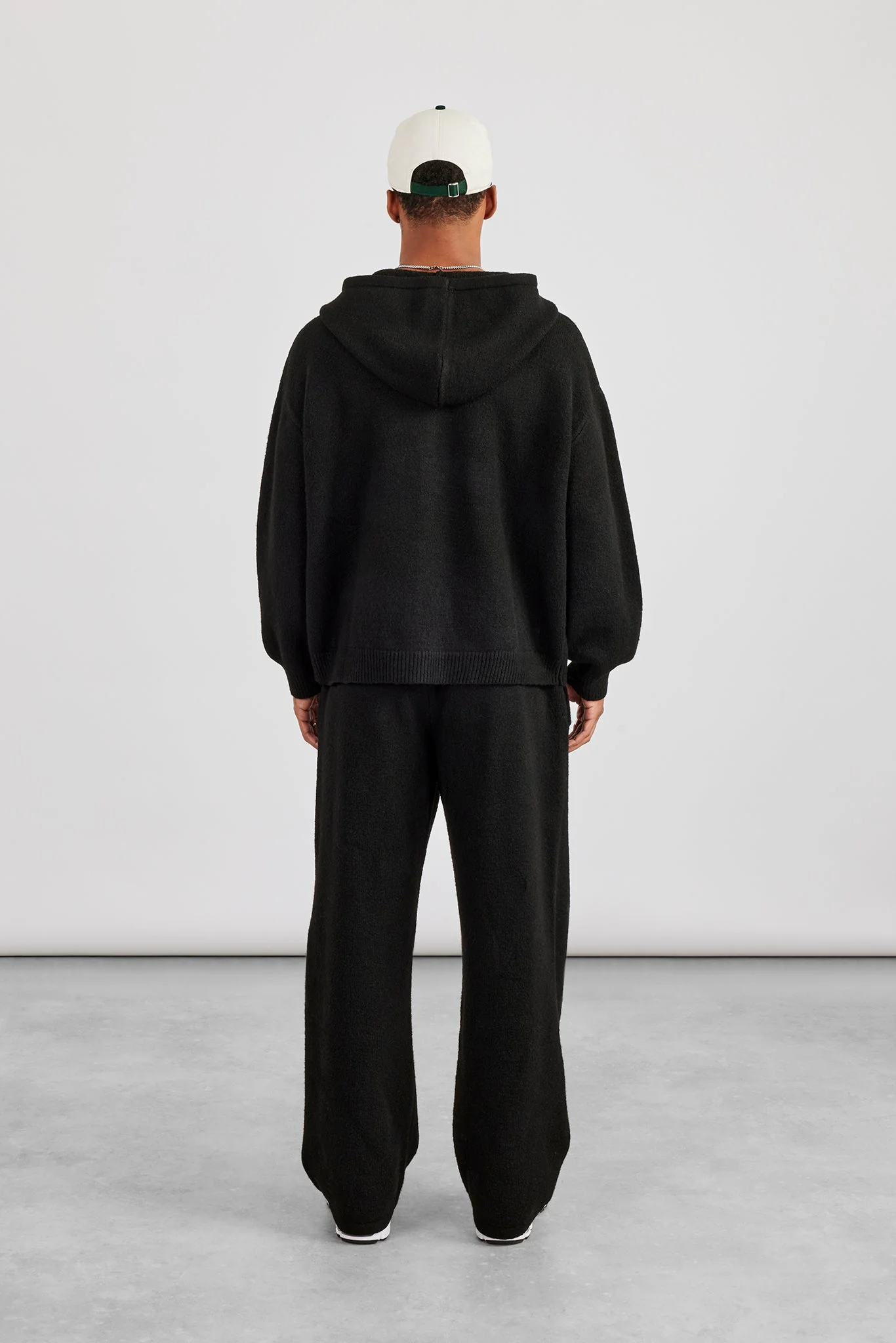 Mens C Knitted Zip Through Hoodie & Jogger - Black - Image 3