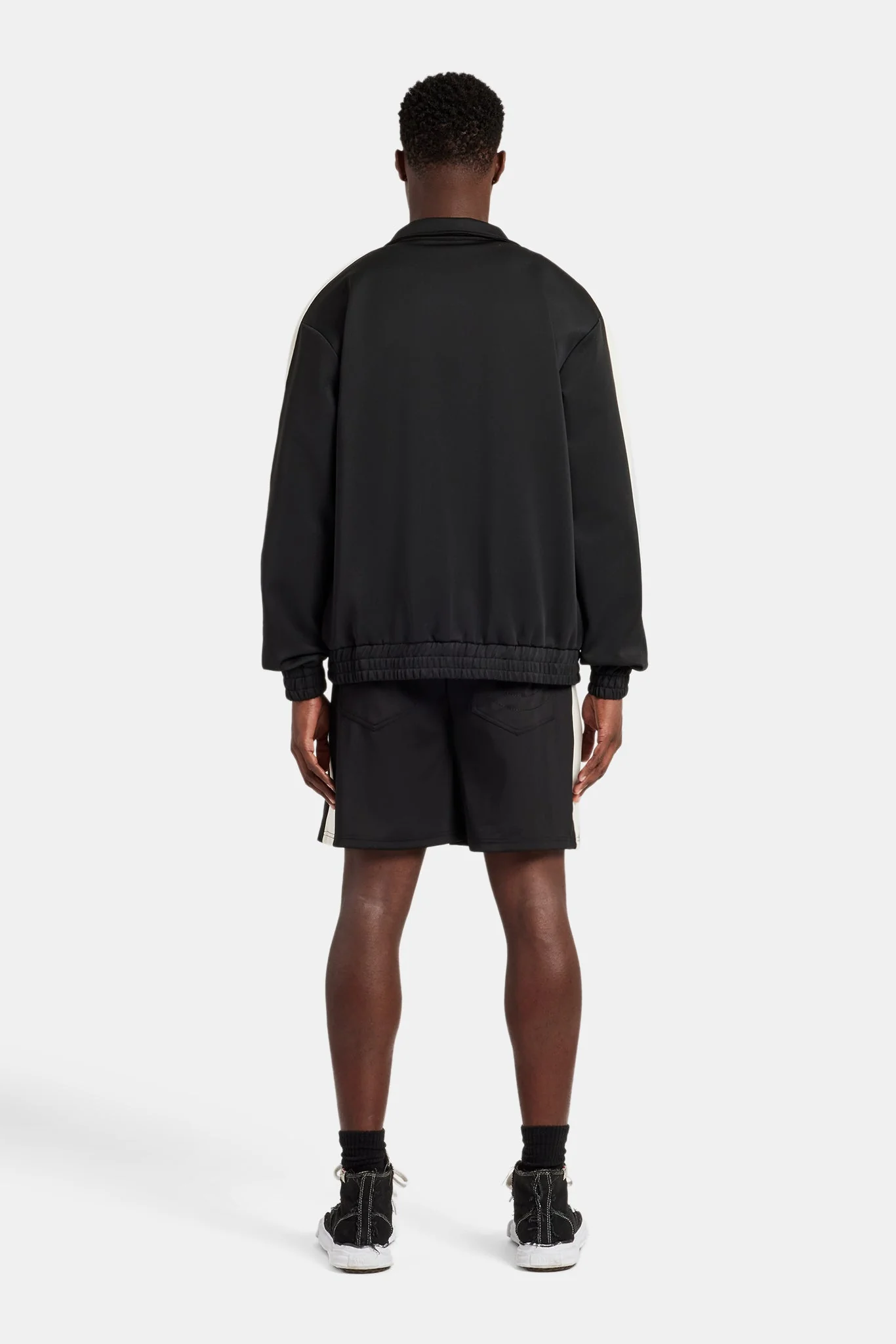 Mens Contrast Panel Track Jacket & Short Set - Black - Image 3