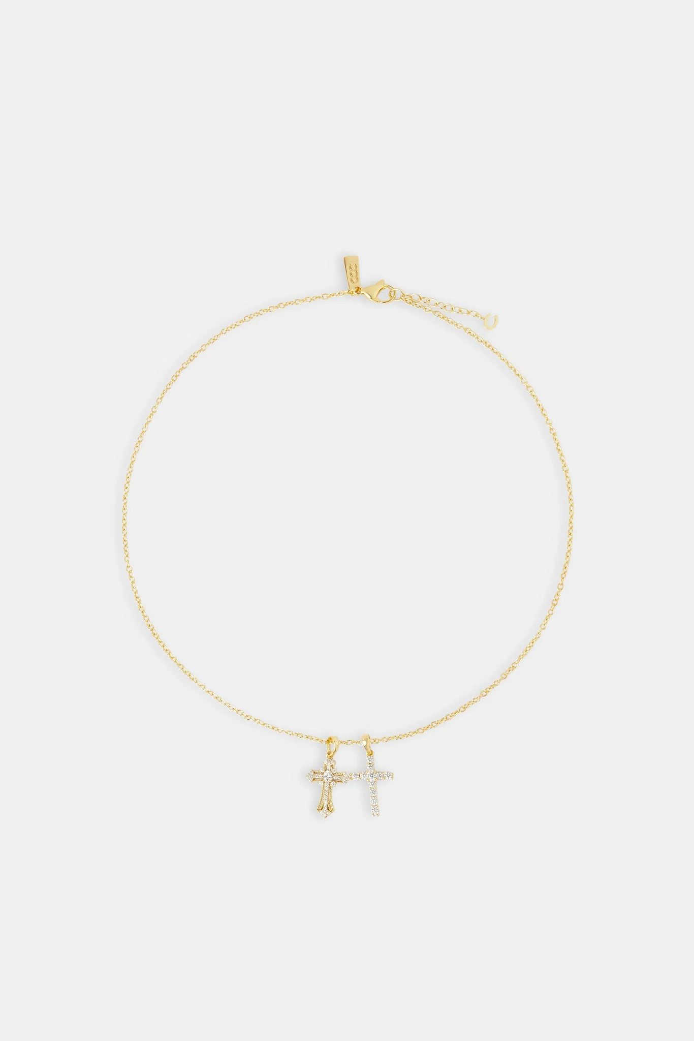 Double Multi Iced Cross Necklace - 20mm - Image 2