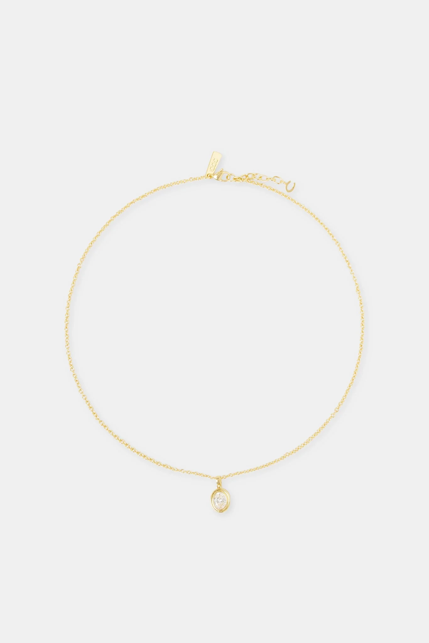 Men's Oval Cz Pendant Necklace - 12mm - Gold - Image 2
