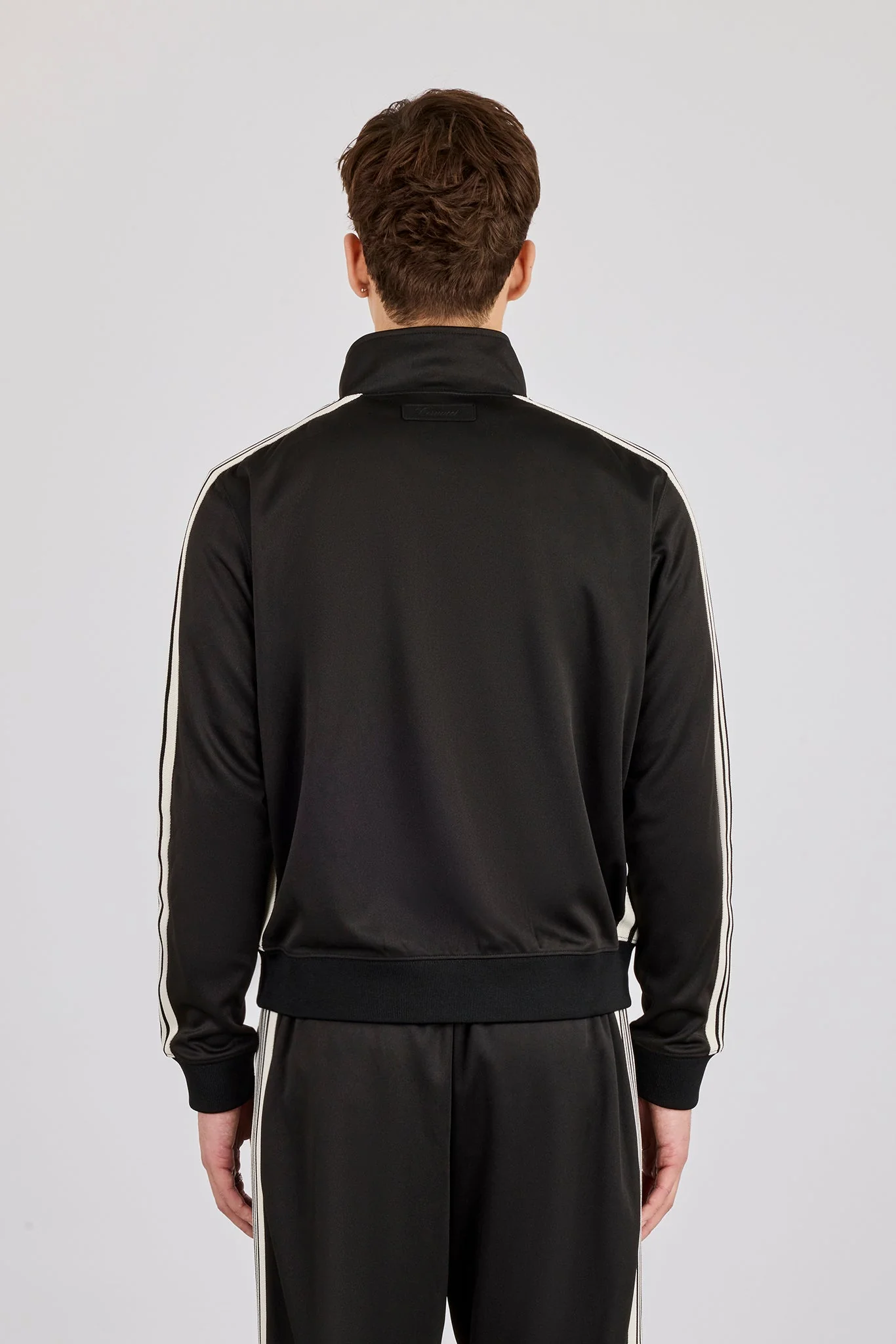 Mens Regular Poly Smooth Taping Track Top - Black - Image 3