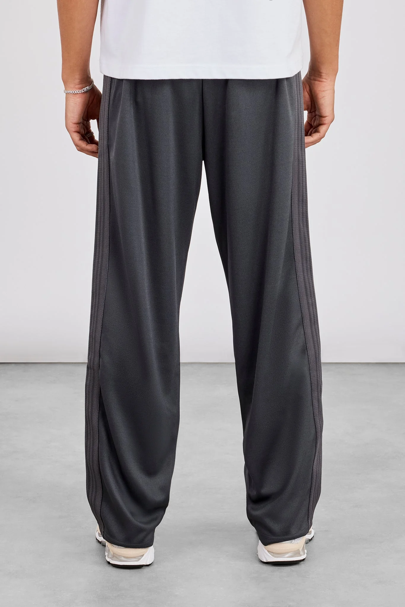 Mens Relaxed Poly Smooth Taping Track Pant - Charcoal - Image 3