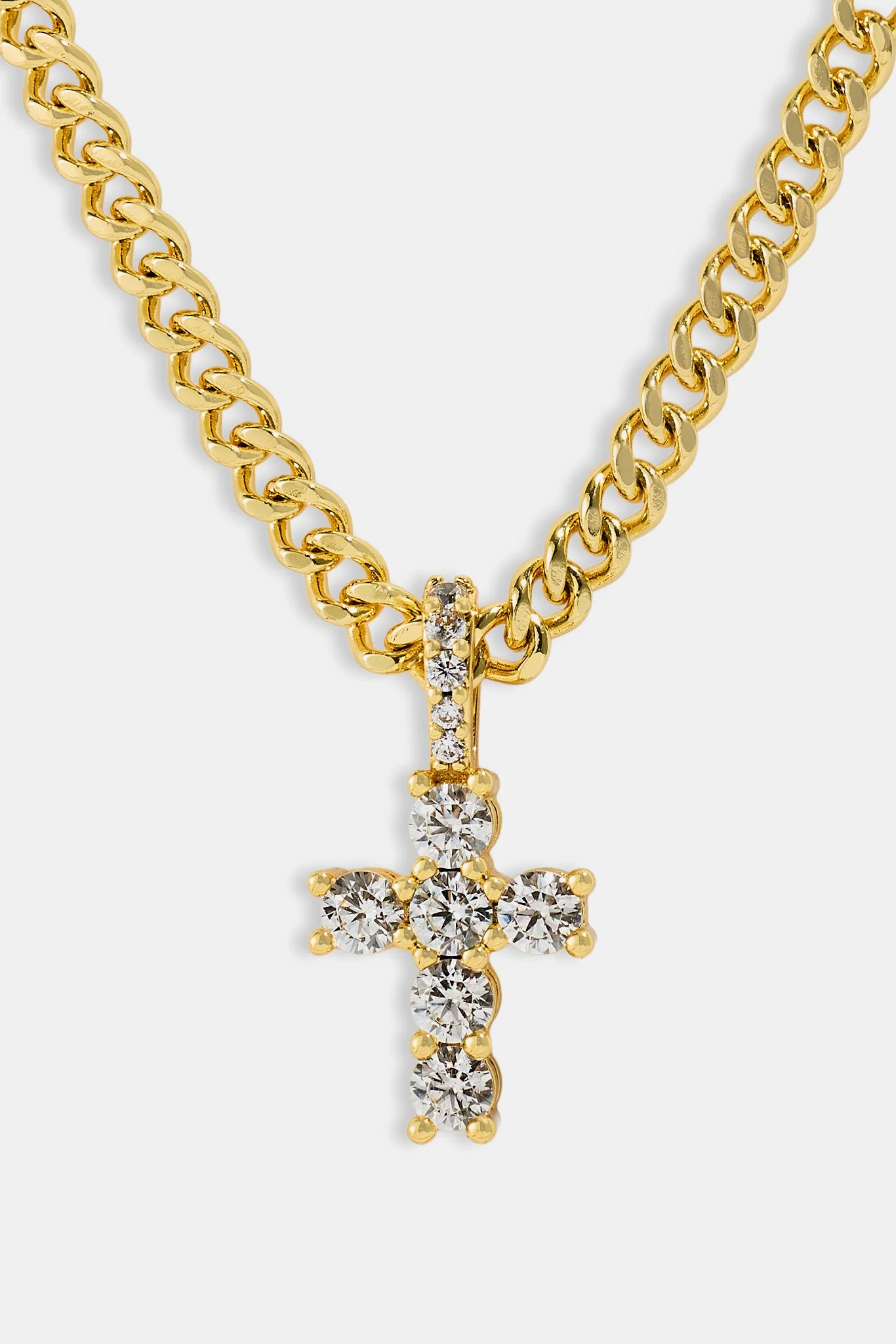 Micro Iced Cross Cuban Necklace - 10mm - Gold - Image 2