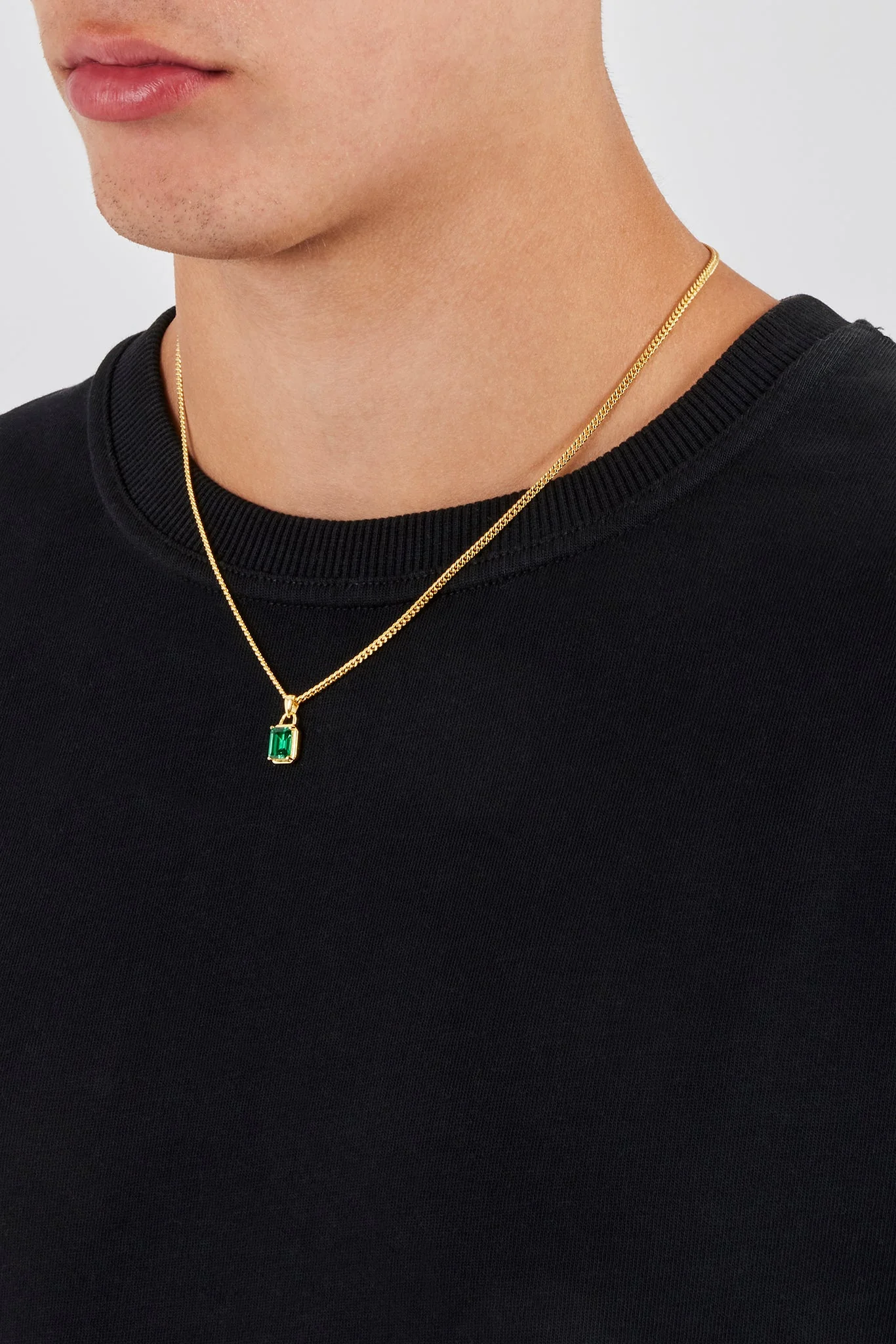 Micro Iced Green Gemstone Necklace - 10mm - Gold - Image 3