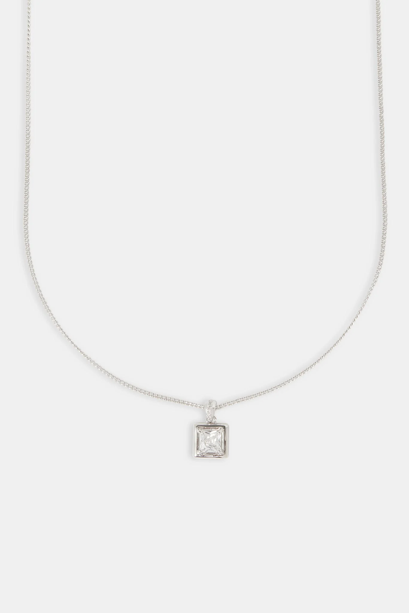 Micro Iced Square Pendant Necklace - 10mm - Image 2