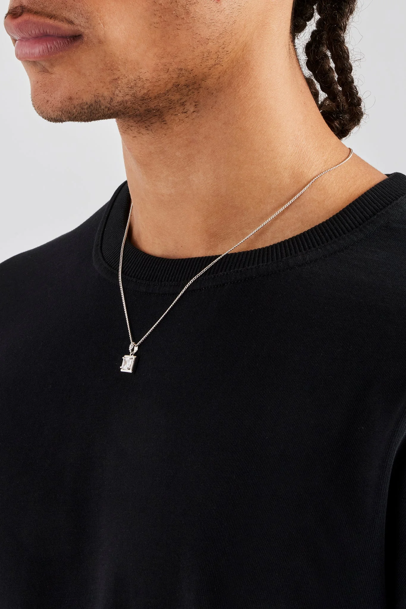 Micro Iced Square Pendant Necklace - 10mm - Image 3