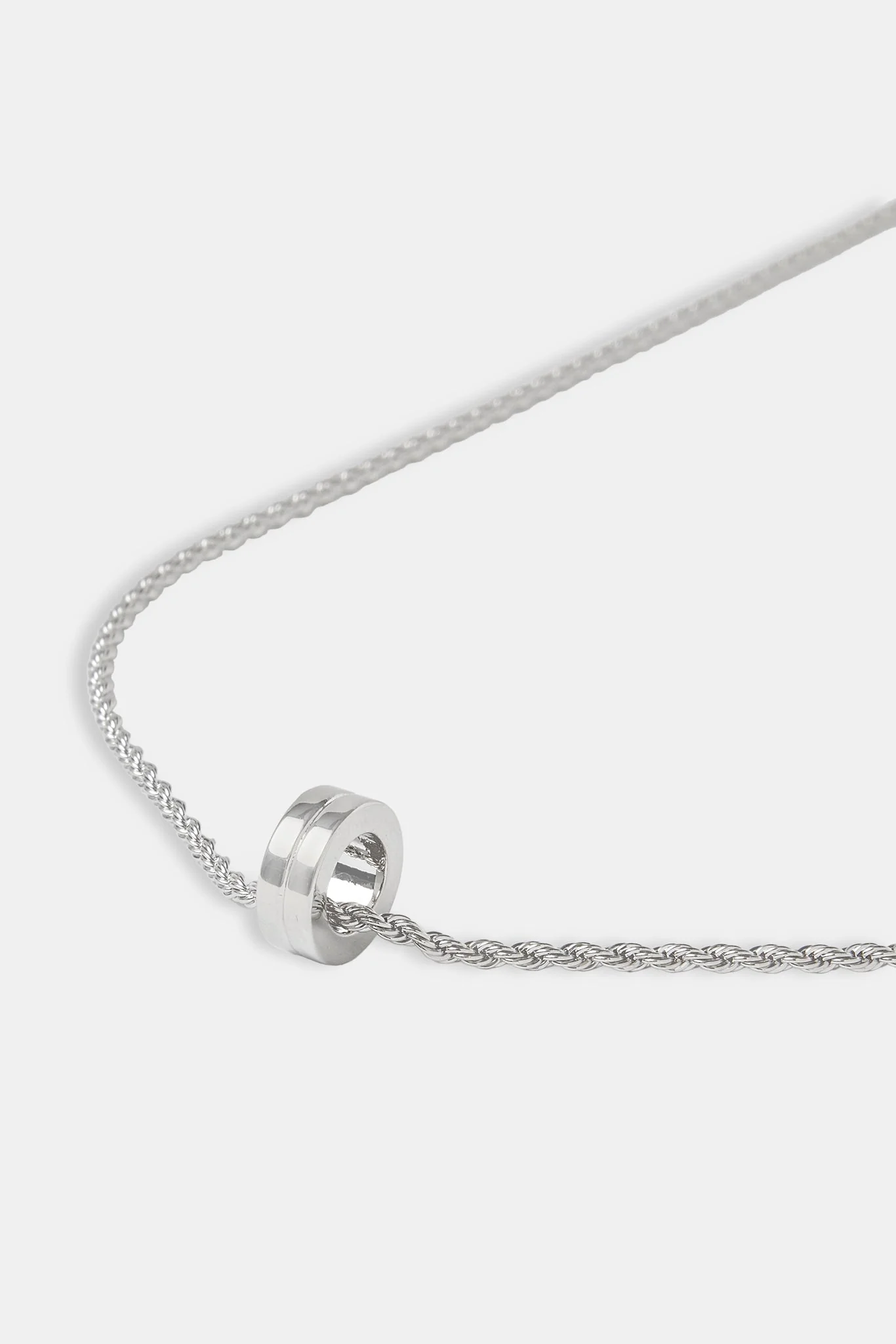 Micro Polished Double Ring Pendant Necklace - 12mm - Image 3