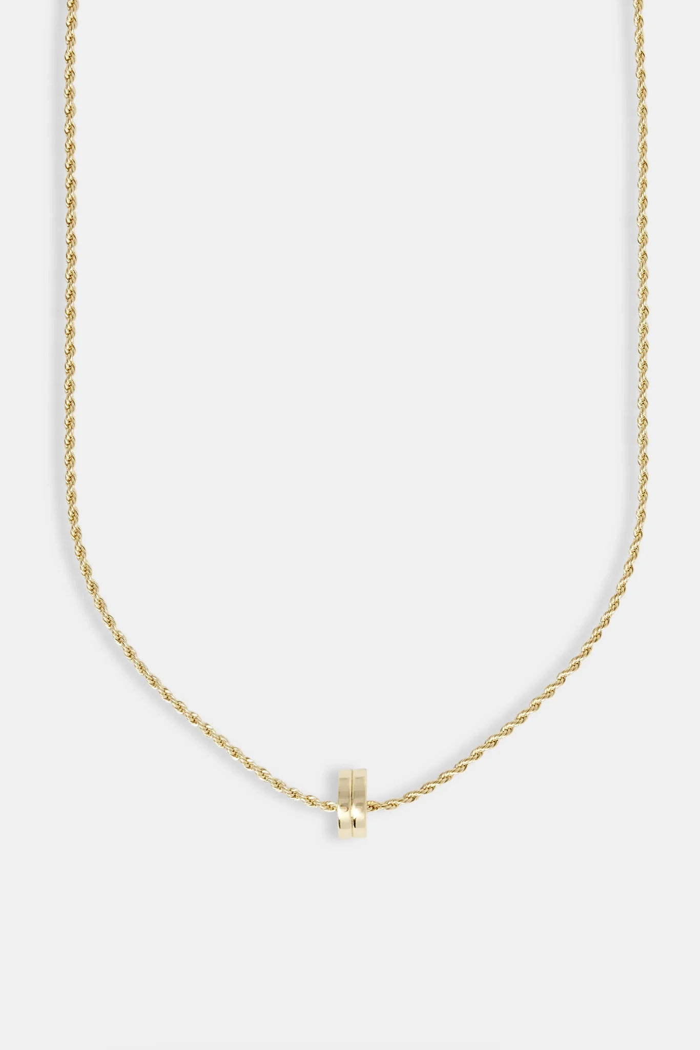 Micro Polished Double Ring Pendant Necklace - 12mm - Gold - Image 3