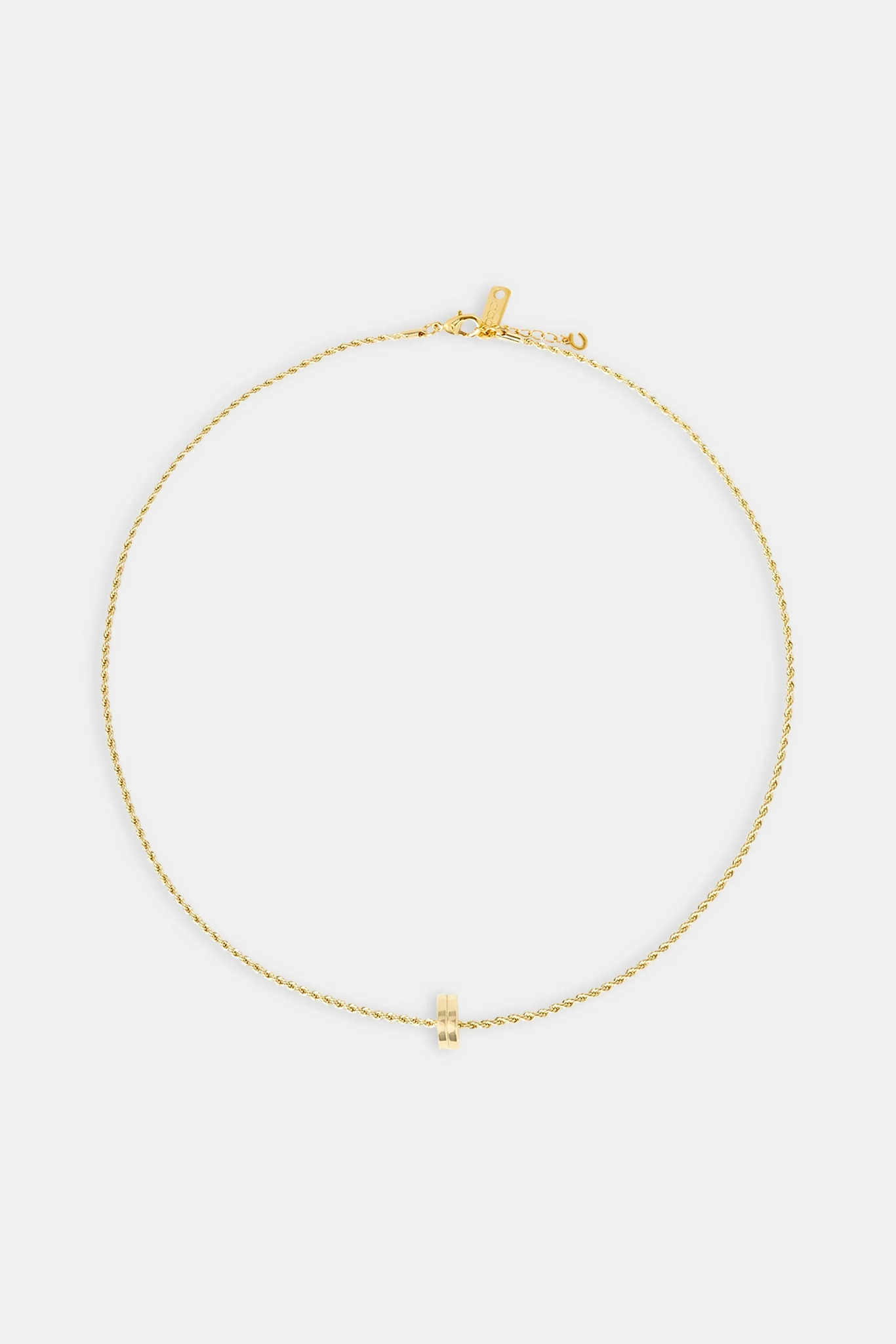 Micro Polished Double Ring Pendant Necklace - 12mm - Gold - Image 5
