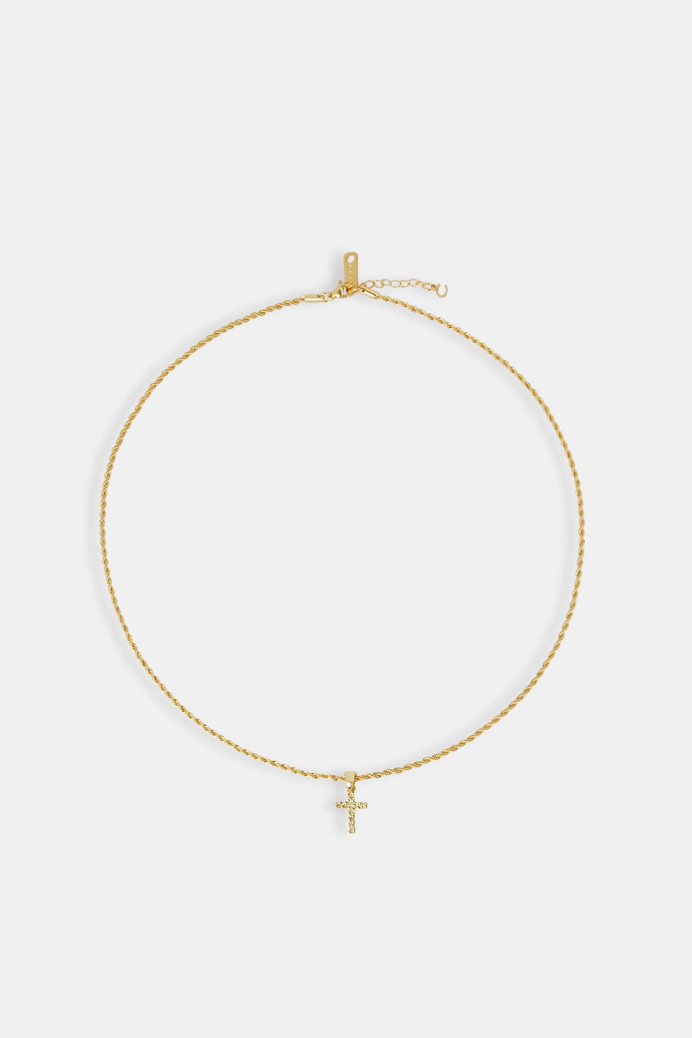 Micro Textured Cross Rope Necklace - 15mm - Gold - Image 4