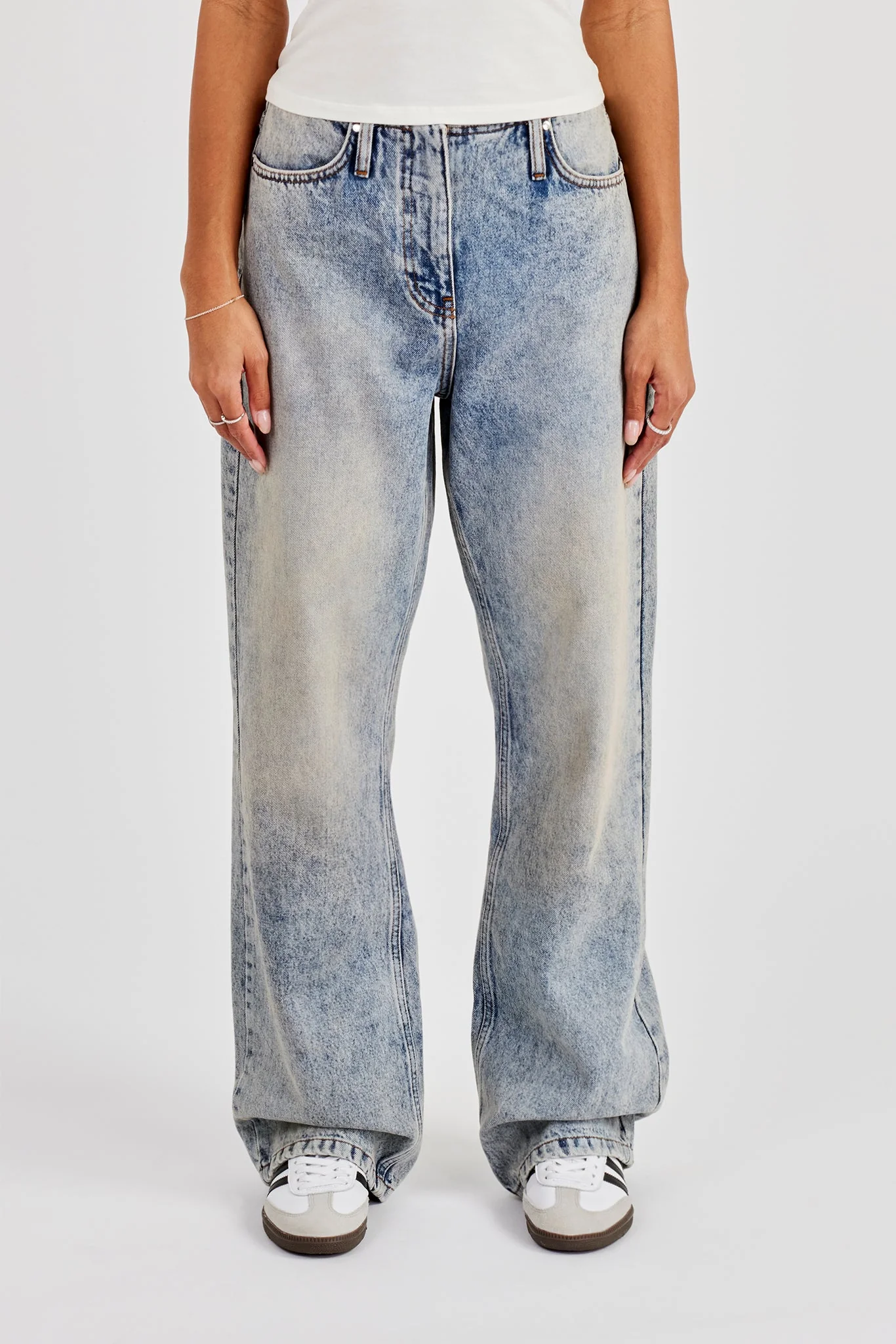 Mid Rise Relaxed Low Waistbandless Jean - Antique Wash - Image 2