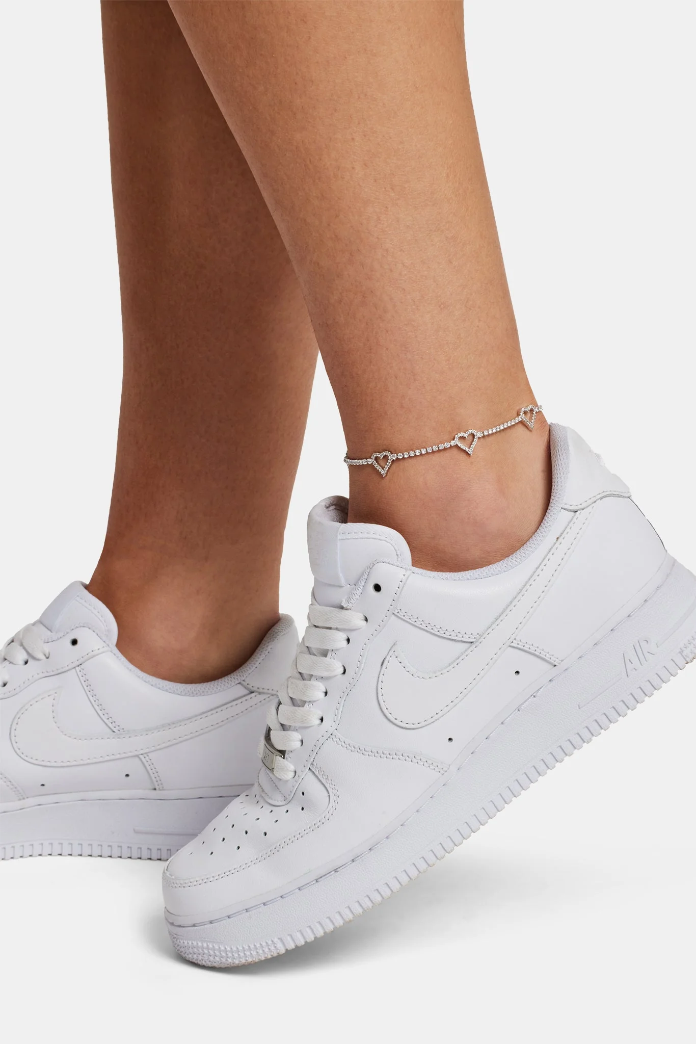 Mini Heart Tennis Anklet - White - Image 2