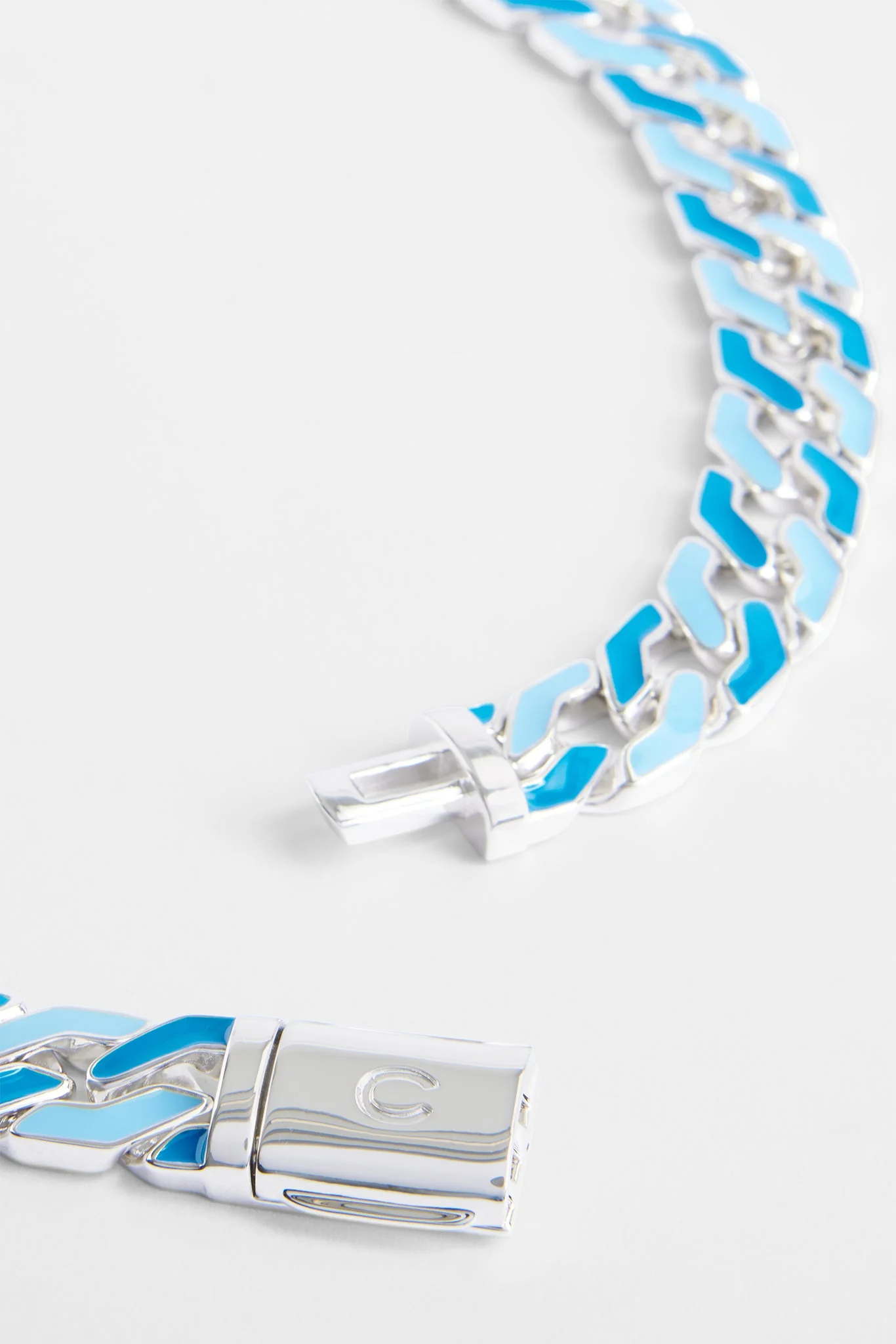 Mixed Blue Enamel And Polished Cuban Chain - Image 4