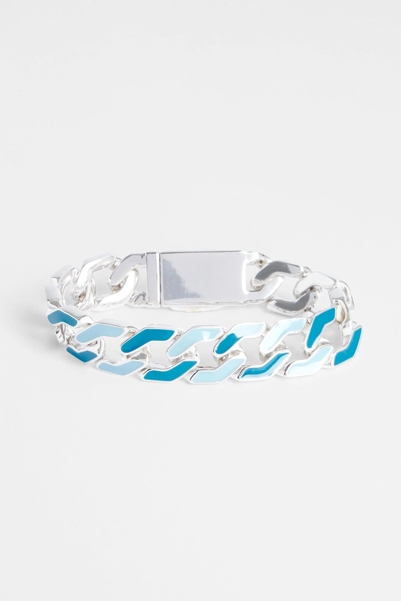 Mixed Enamel And Polished Cuban Bracelet - 12mm - Image 2