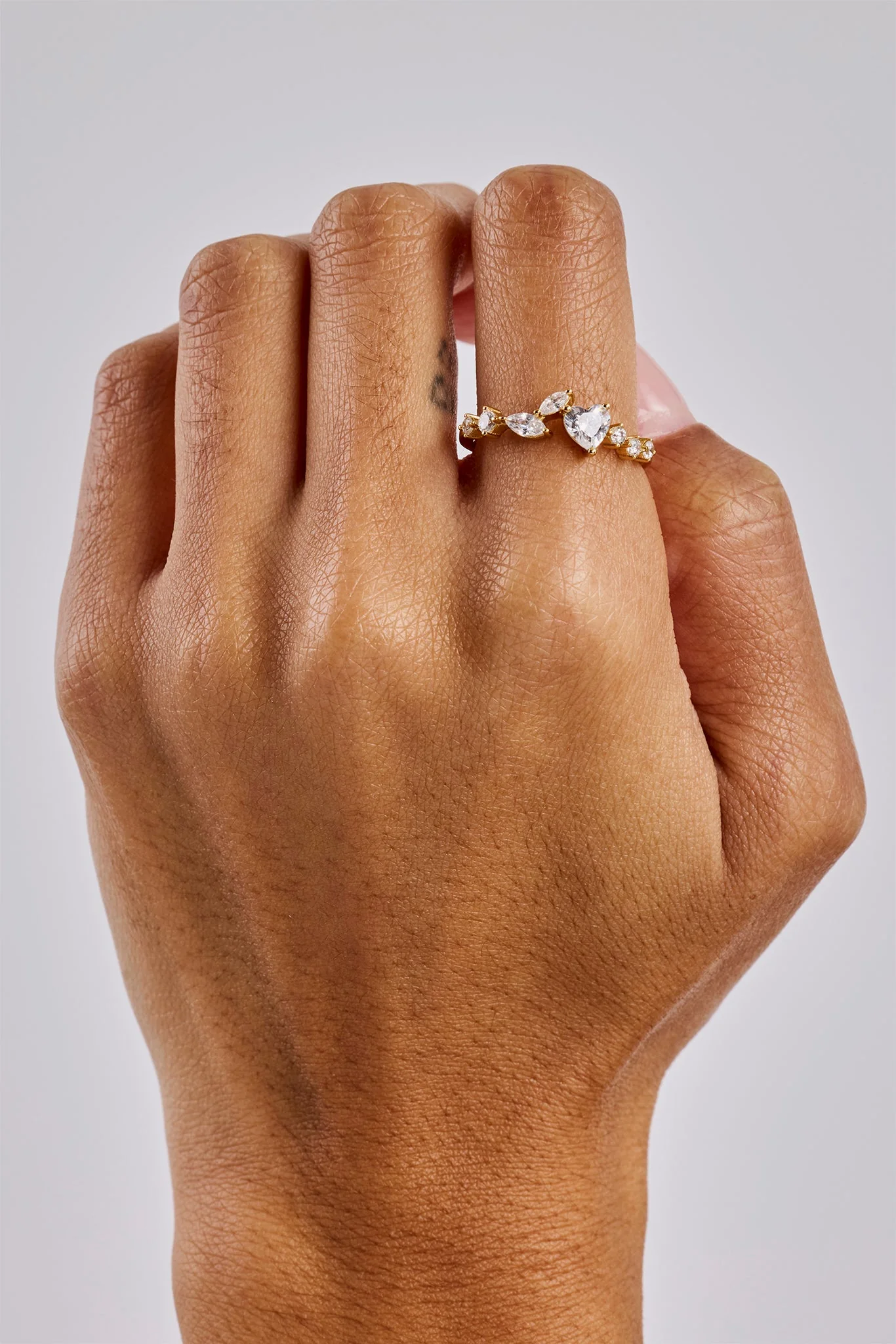 Mixed Shape & Heart CZ Ring - Gold - Image 2