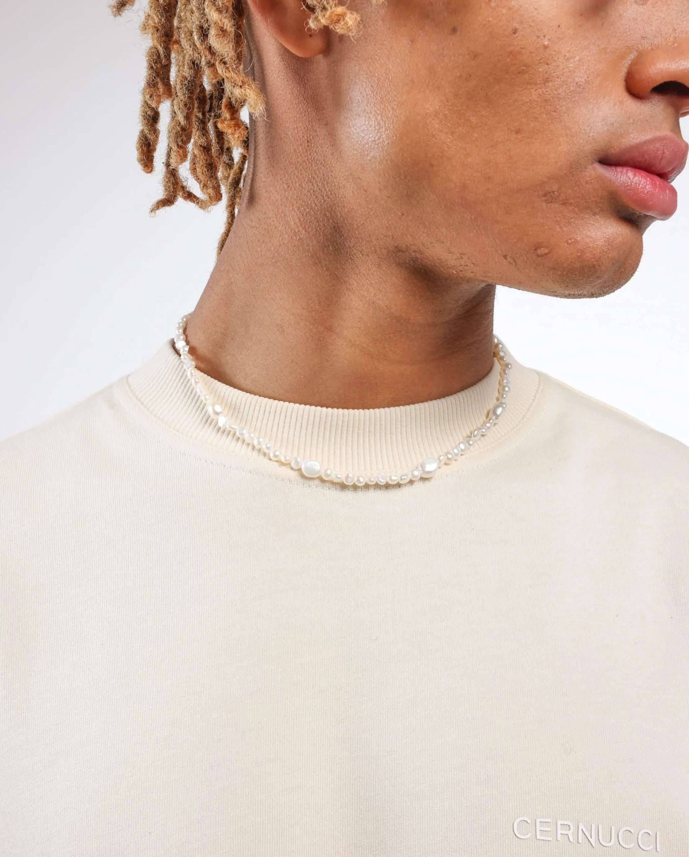 Mixed Shape Pearl Necklace - Gold - Image 2