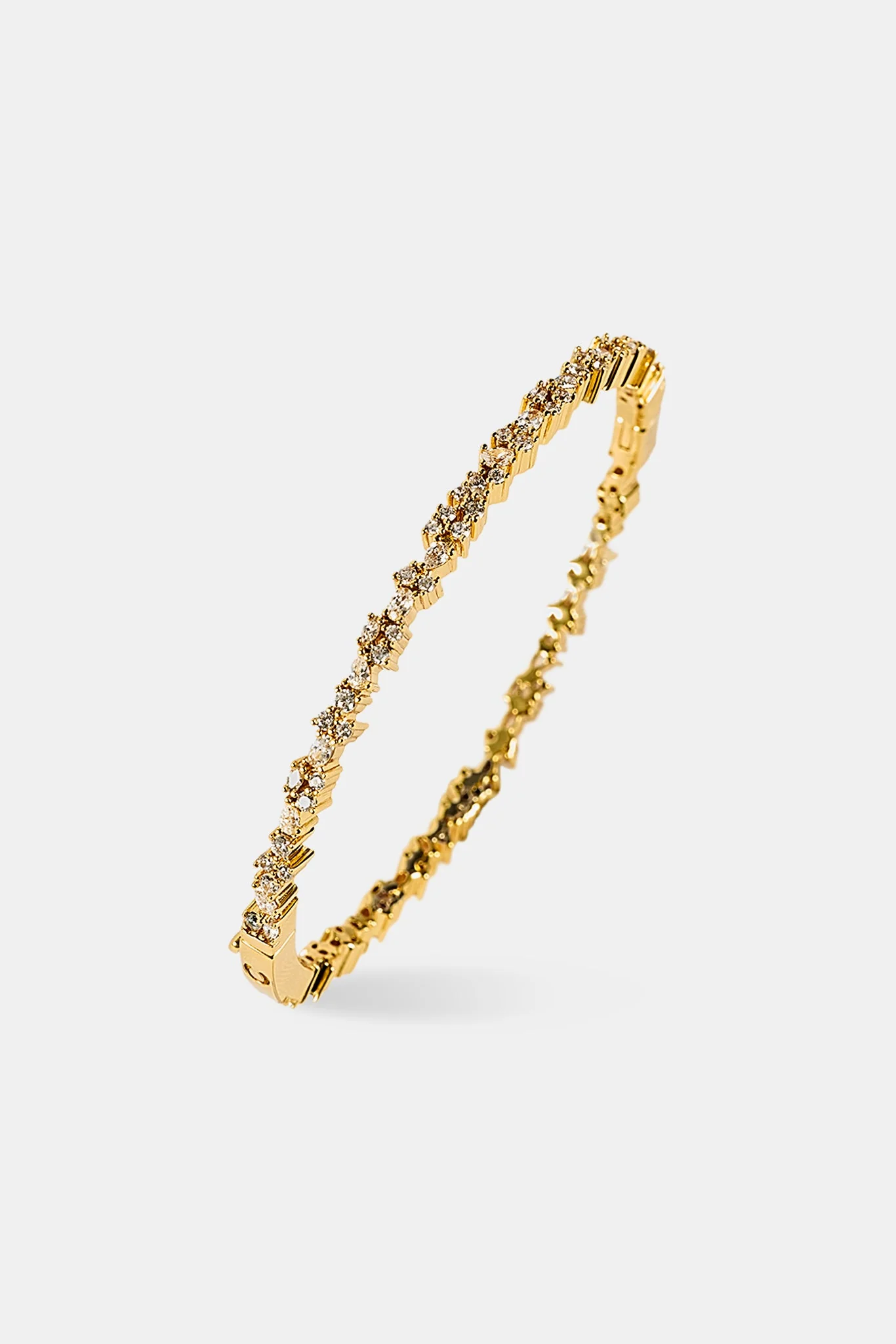 Mixed Shape Tennis Bangle - 4mm - Gold - Image 2
