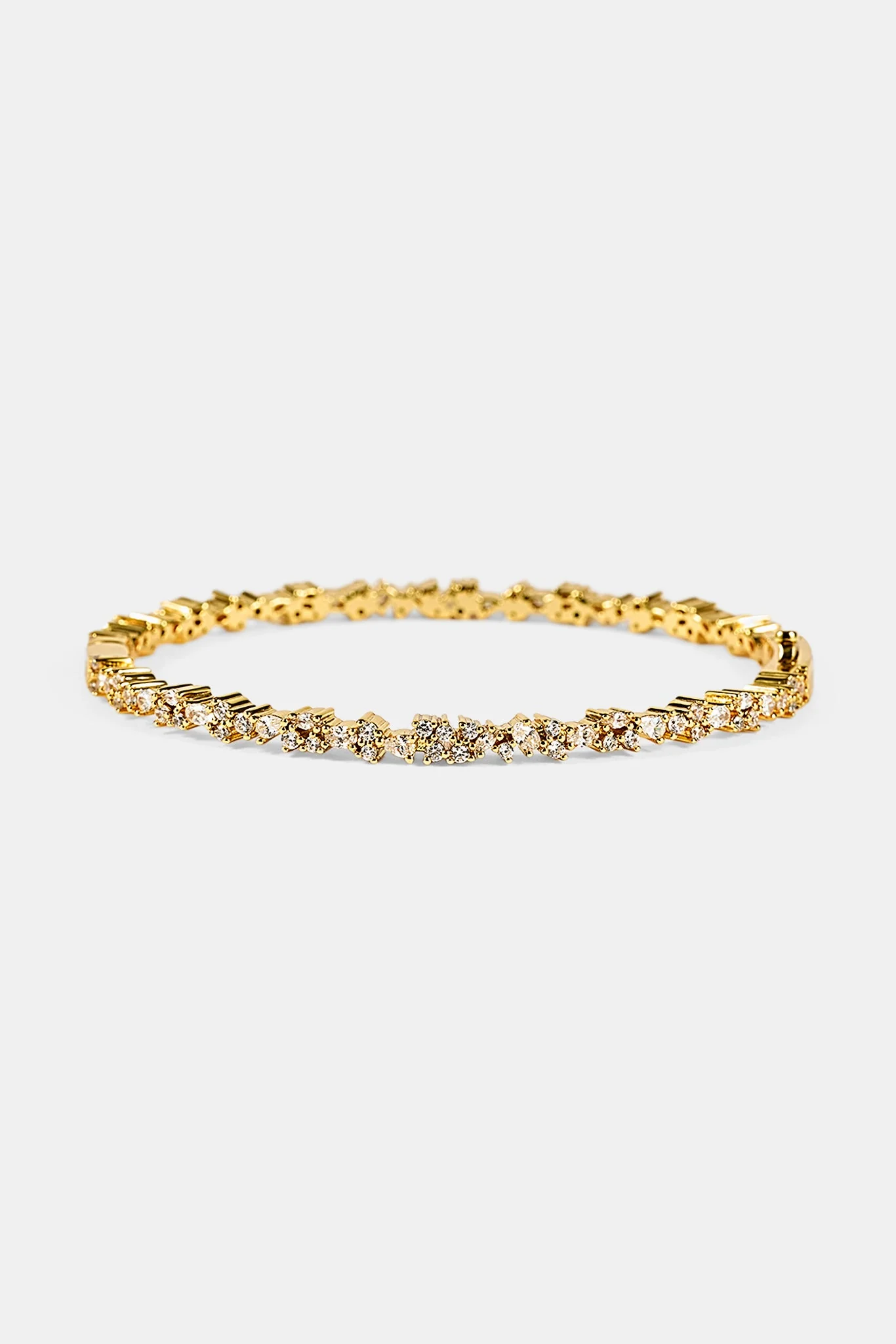 Mixed Shape Tennis Bangle - 4mm - Gold - Image 3