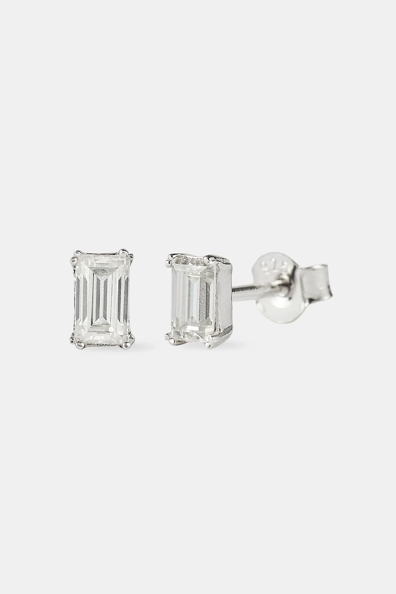 Moissanite Baguette Stud Earrings - 5mm - Image 2