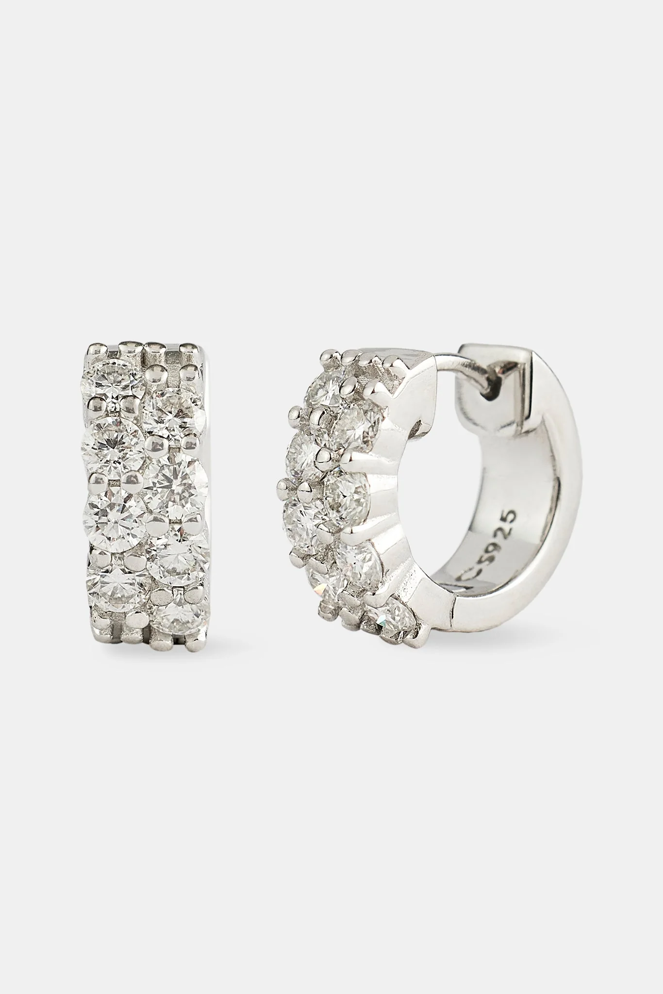 Moissanite Double Row Huggie Earrings - 12mm - Image 2