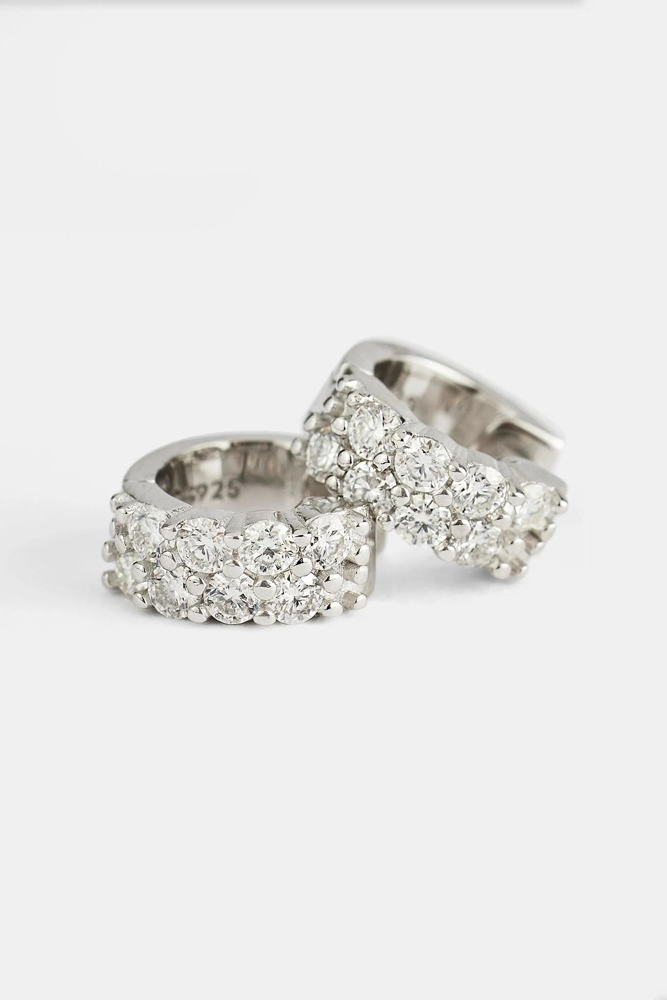 Moissanite Double Row Huggie Earrings - 12mm - Image 3