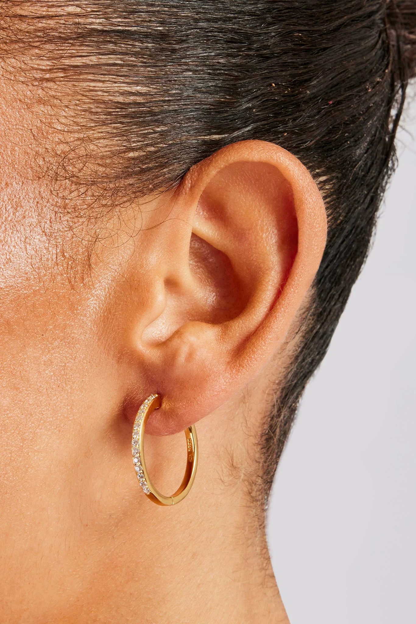 Moissanite Hoop Earrings - Gold - Image 2