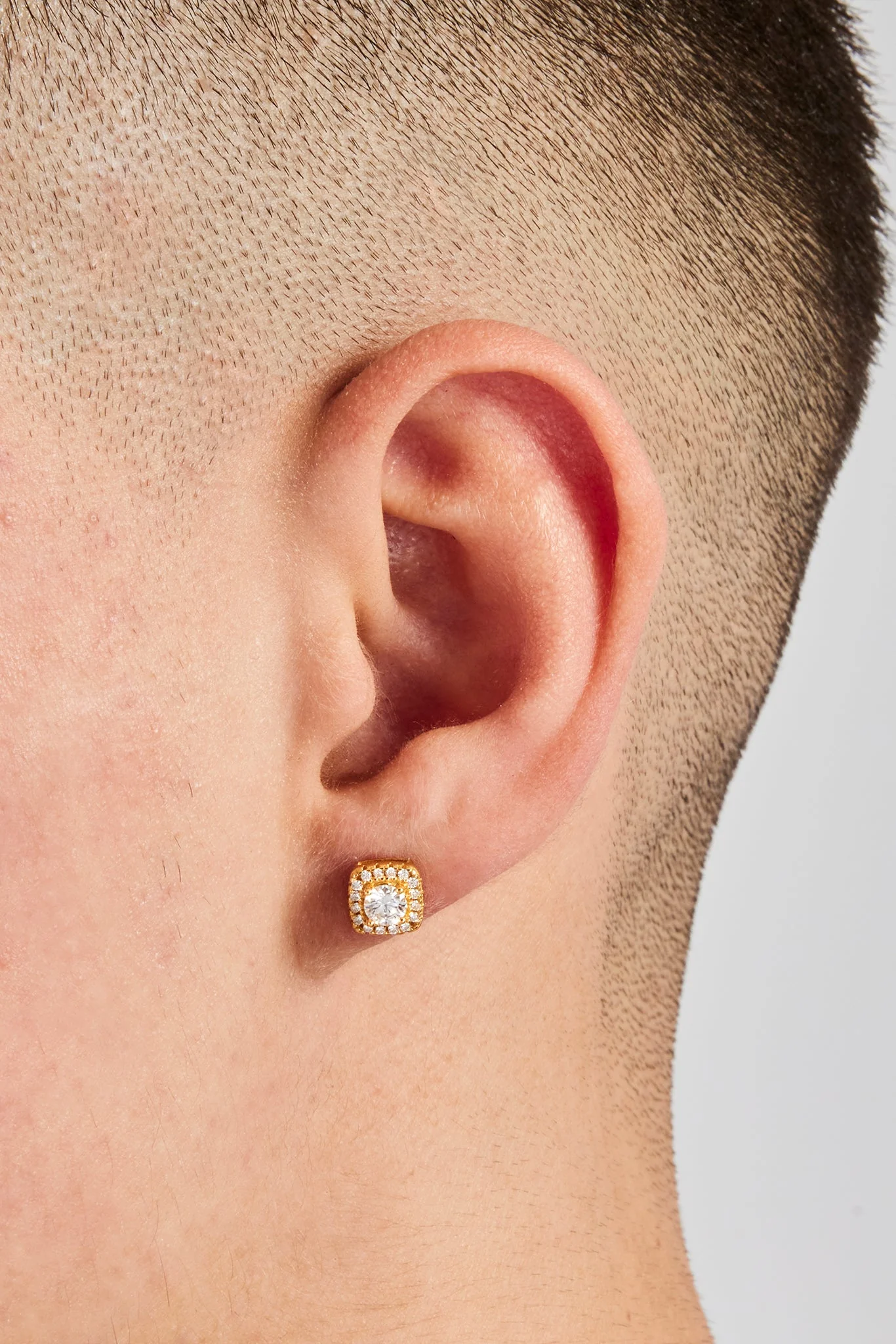 Moissanite Vermeil Cluster Stud Earrings - 7mm - Image 2