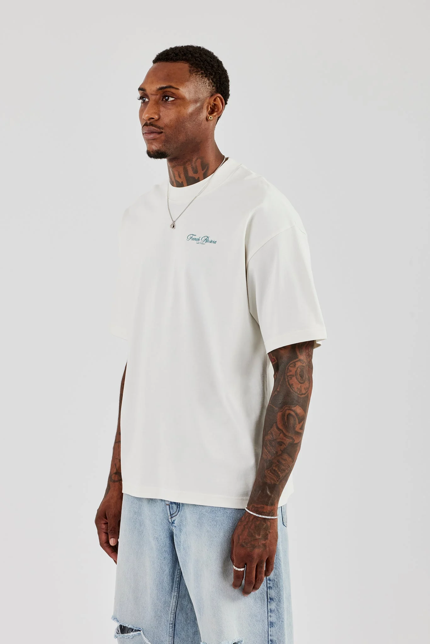 Monaco Print Oversized T-Shirt - Off White - Image 4