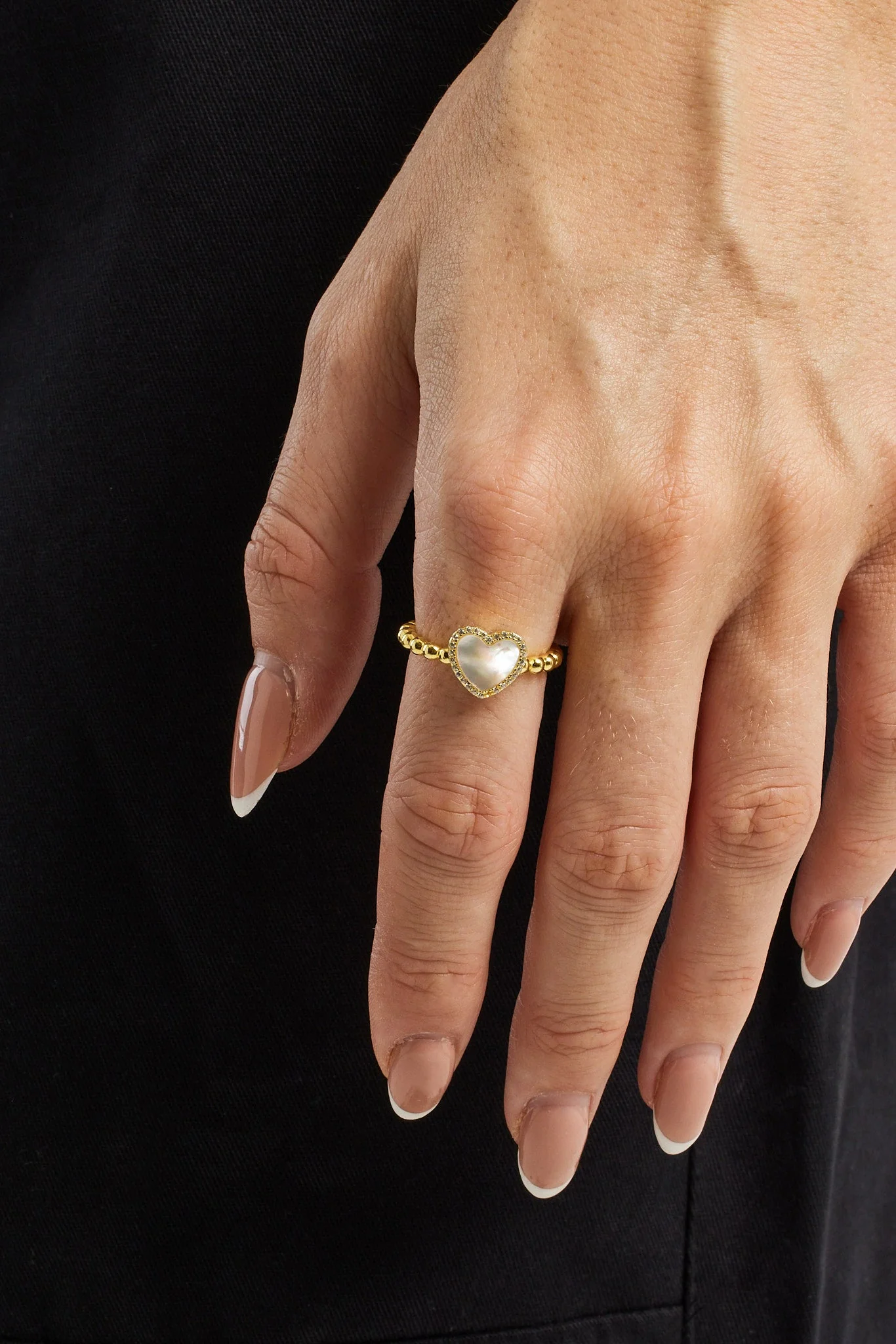 Mother Of Pearl Heart Ring - Gold - Image 2