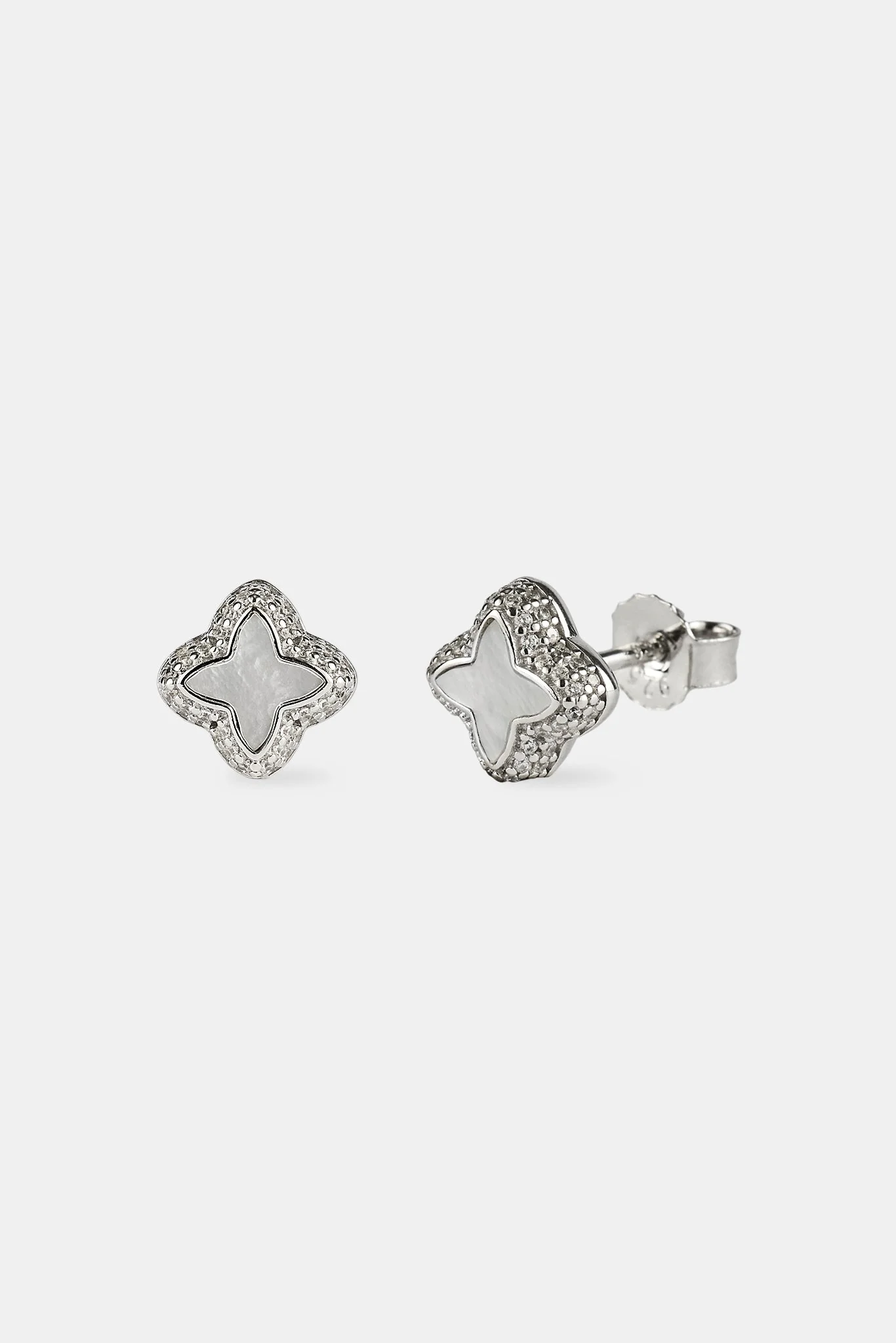 Mother of Pearl Motif Stud Earrings - 8mm - Image 2