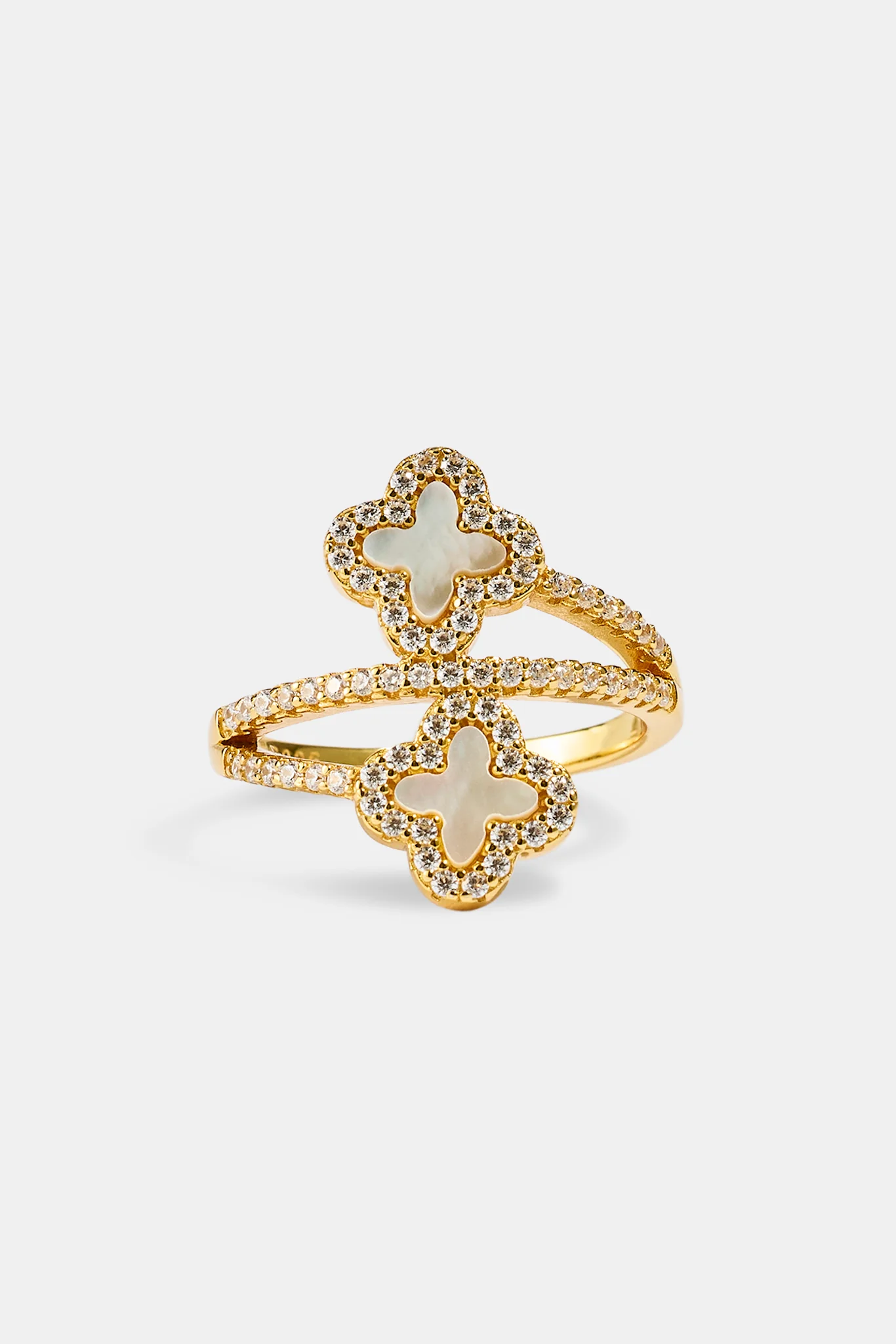 Mother Of Pearl Motif Twist Ring - 20mm - Gold - Image 3