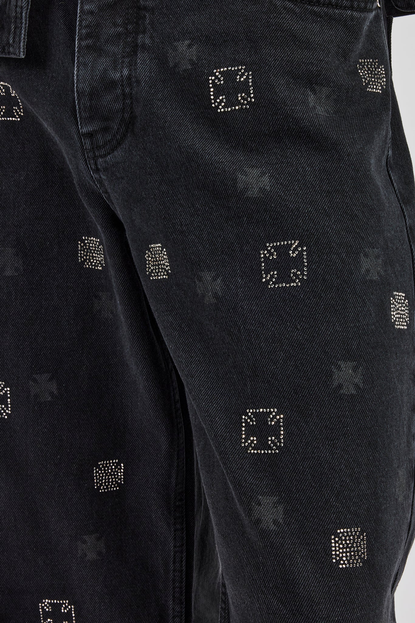 Motif Embellished Baggy Fit Jean - Washed Black - Image 3