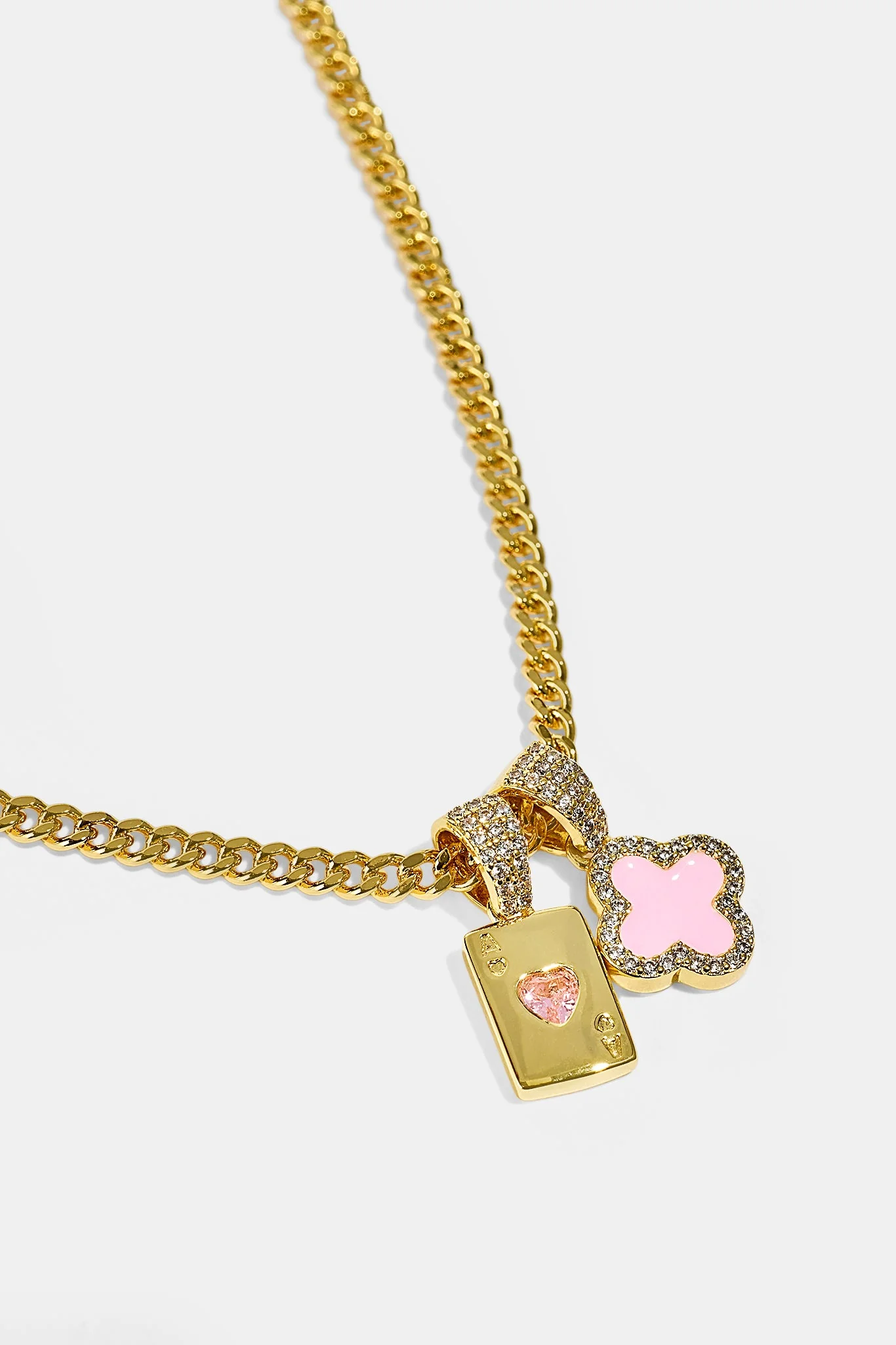 Motif & Gem Card Necklace - 10mm - Gold - Image 3