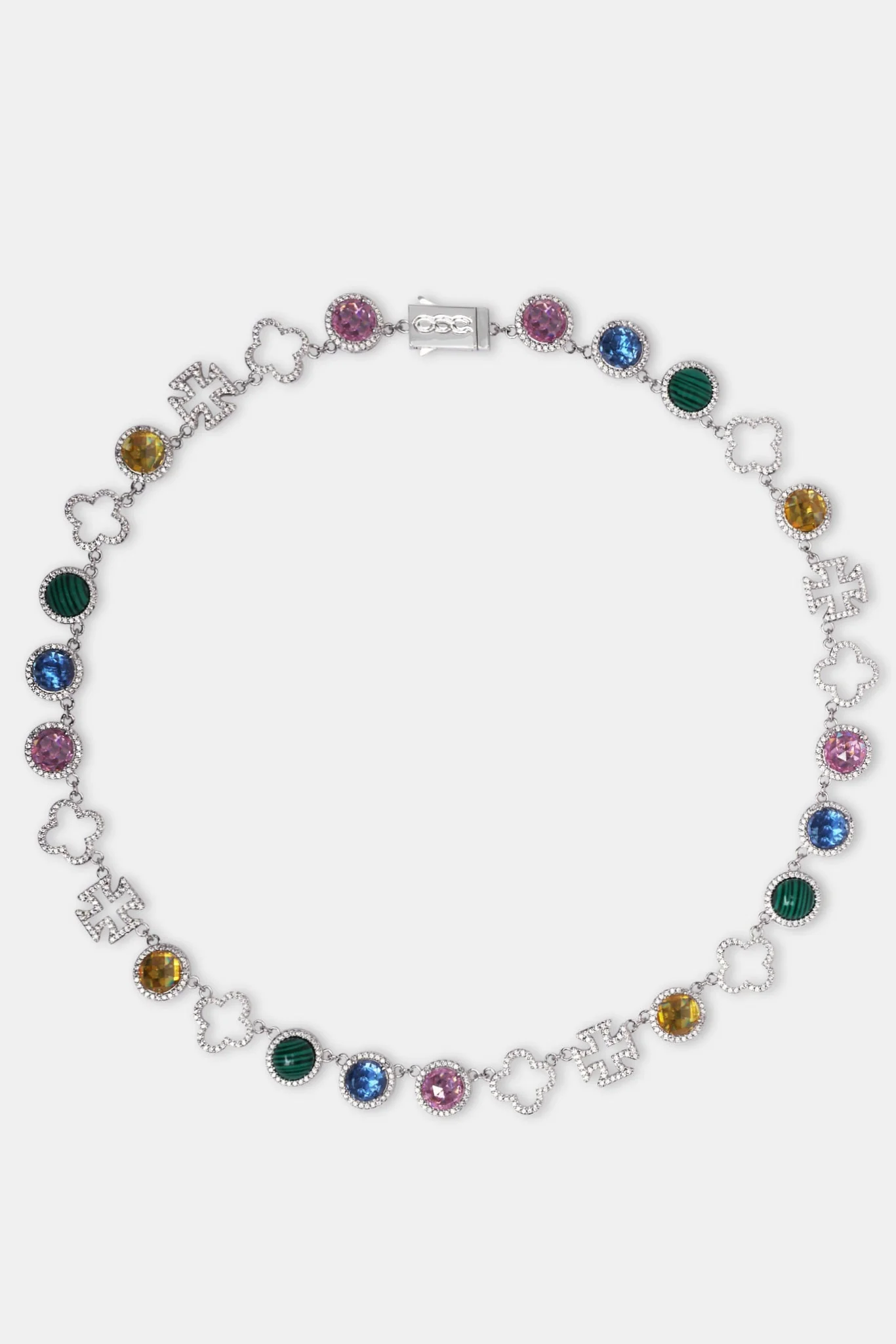 Motif & Multi Gemstone Chain - White - Image 3