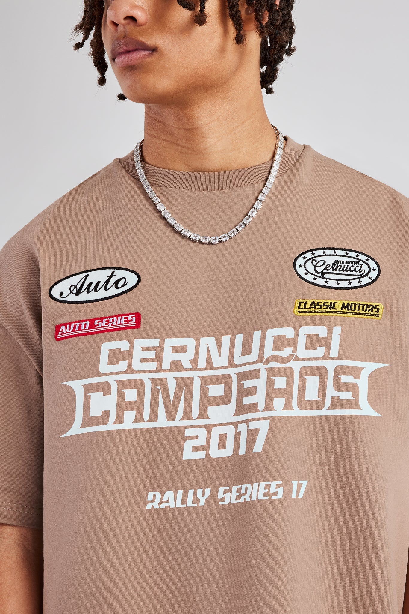 Moto Champions Oversized T-Shirt - Washed Brown - Image 2