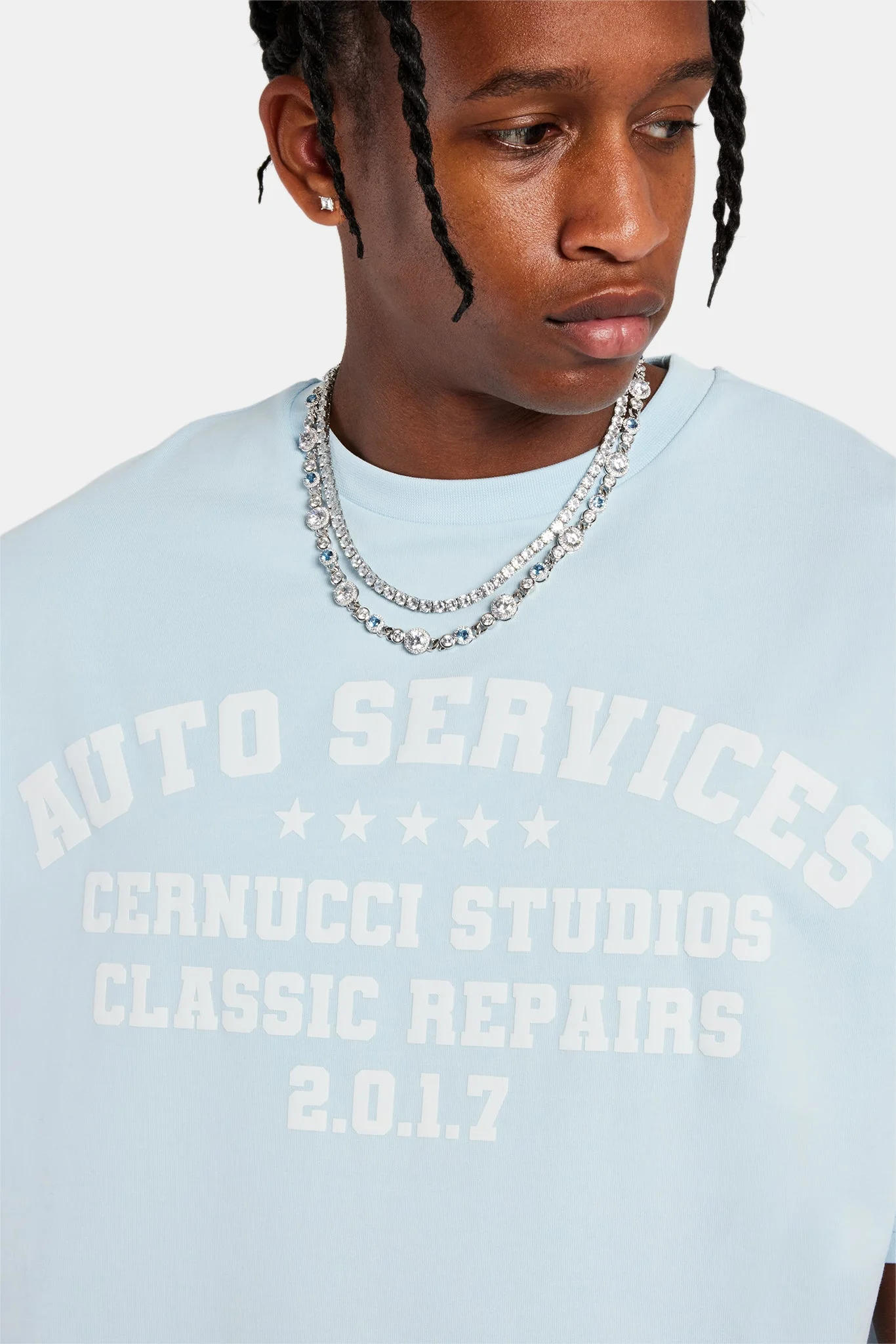 Moto Oversized T-Shirt - Light Blue - Image 3