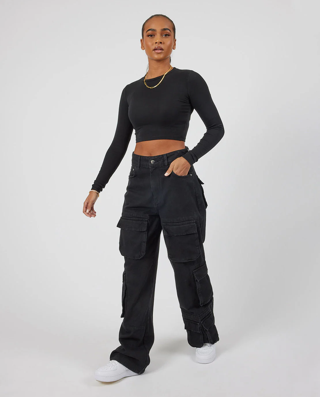 Multi Cargo Pocket Jeans - Black - Image 2